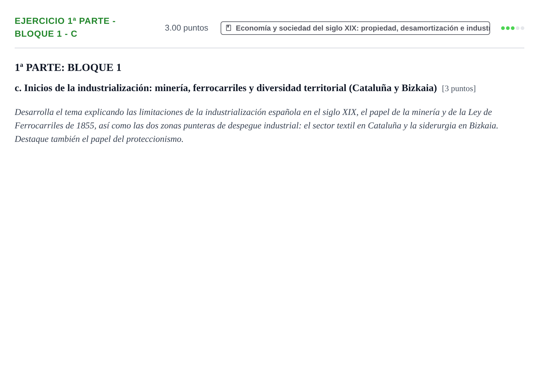 Enunciado: Ejercicio 1ª Parte - Bloque 1 - c · Historia de España PAU Navarra Ordinaria 2025