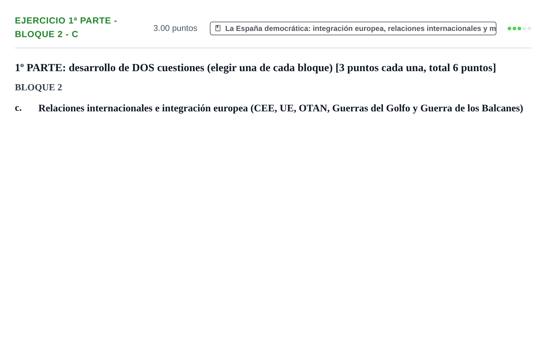 Enunciado: Ejercicio 1ª Parte - Bloque 2 - c · Historia de España PAU Navarra Ordinaria 2025