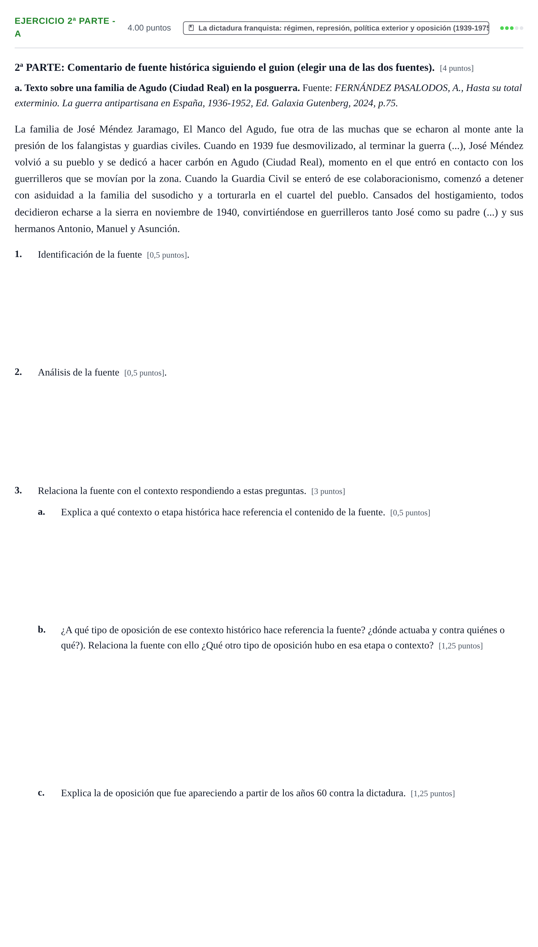 Enunciado: Ejercicio 2ª Parte - a · Historia de España PAU Navarra Ordinaria 2025