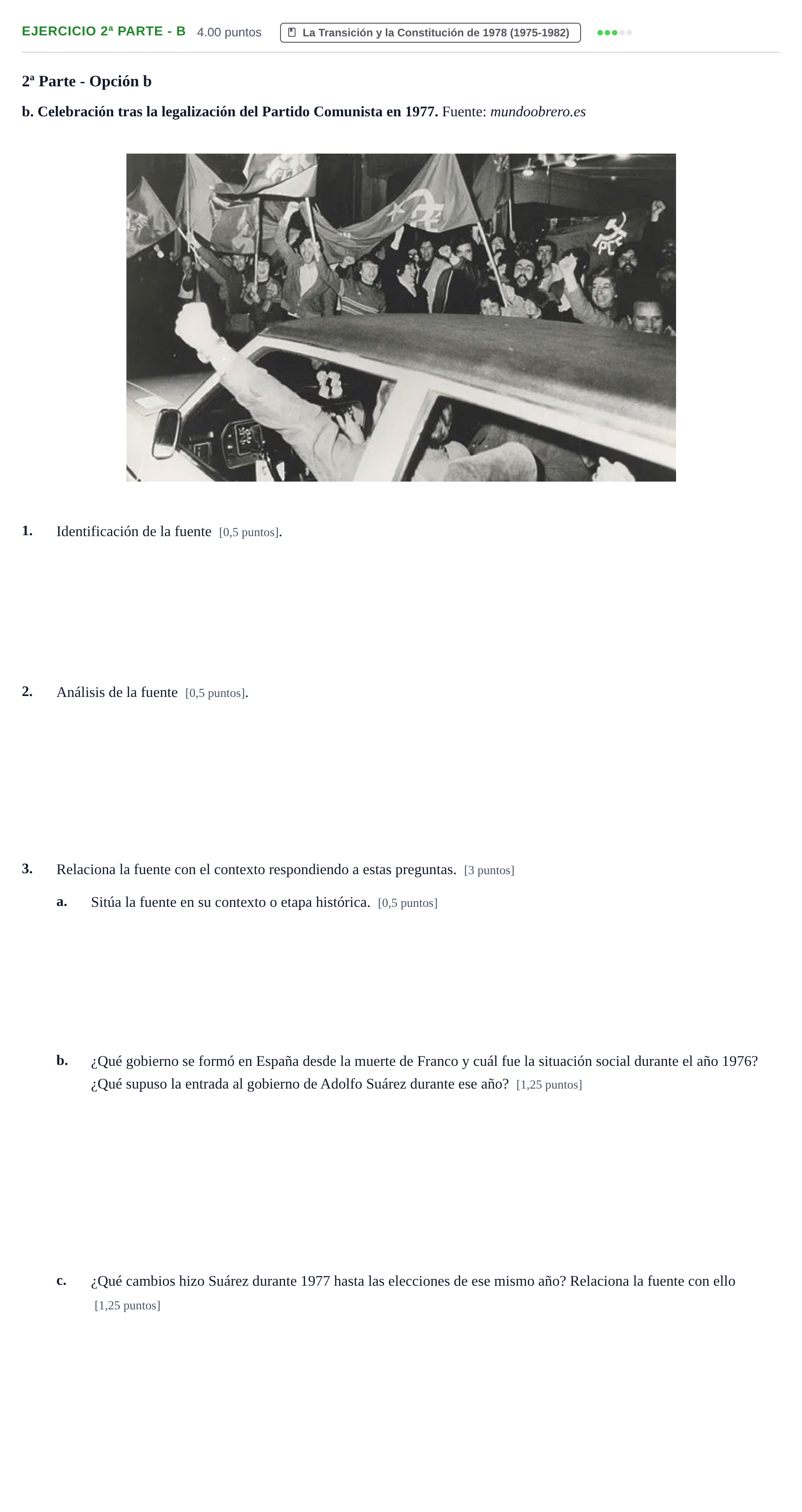Enunciado: Ejercicio 2ª Parte - b · Historia de España PAU Navarra Ordinaria 2025