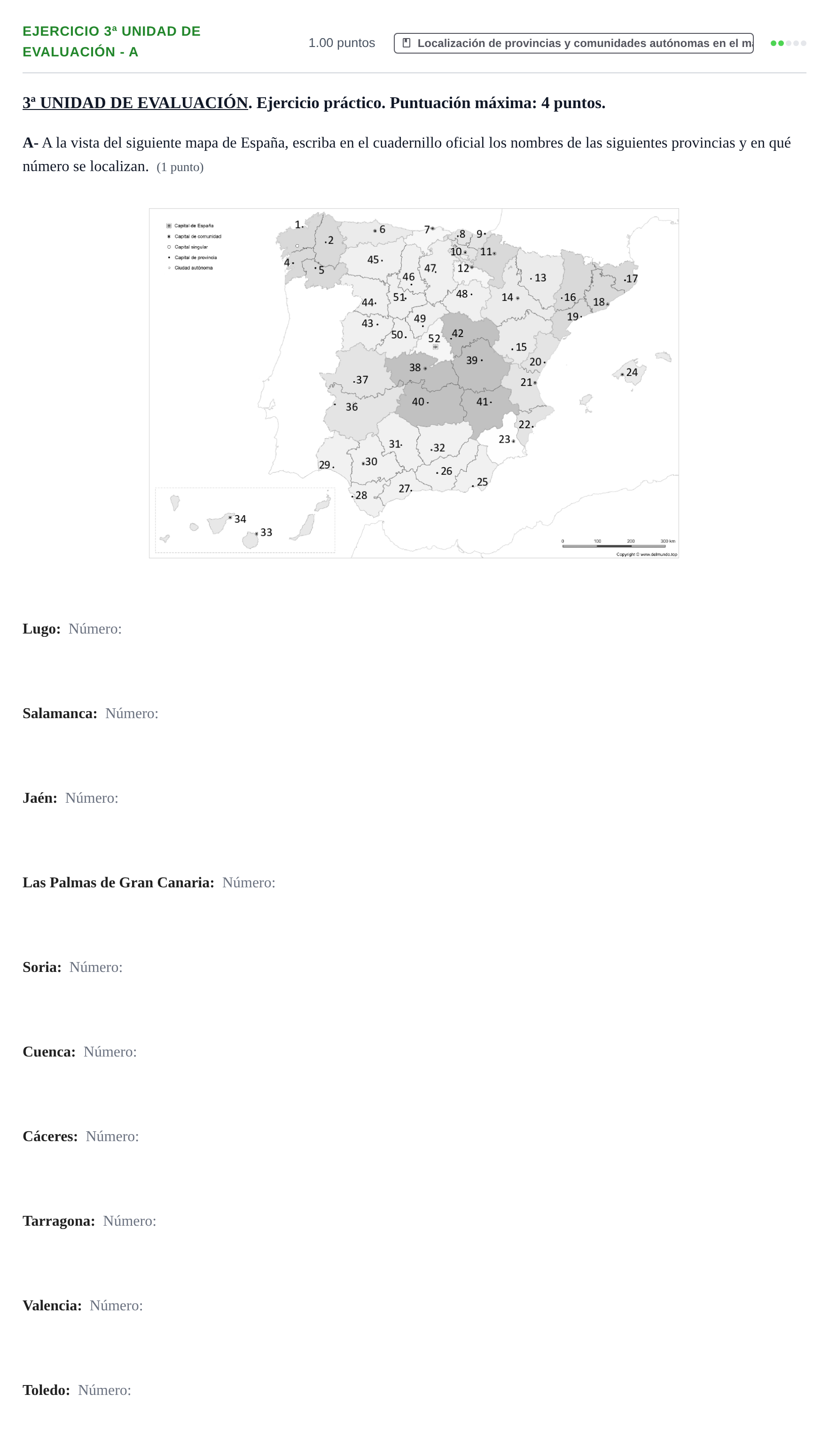 Enunciado: Ejercicio 3ª Unidad de Evaluación - A · Geografía PAU Navarra Ordinaria 2025