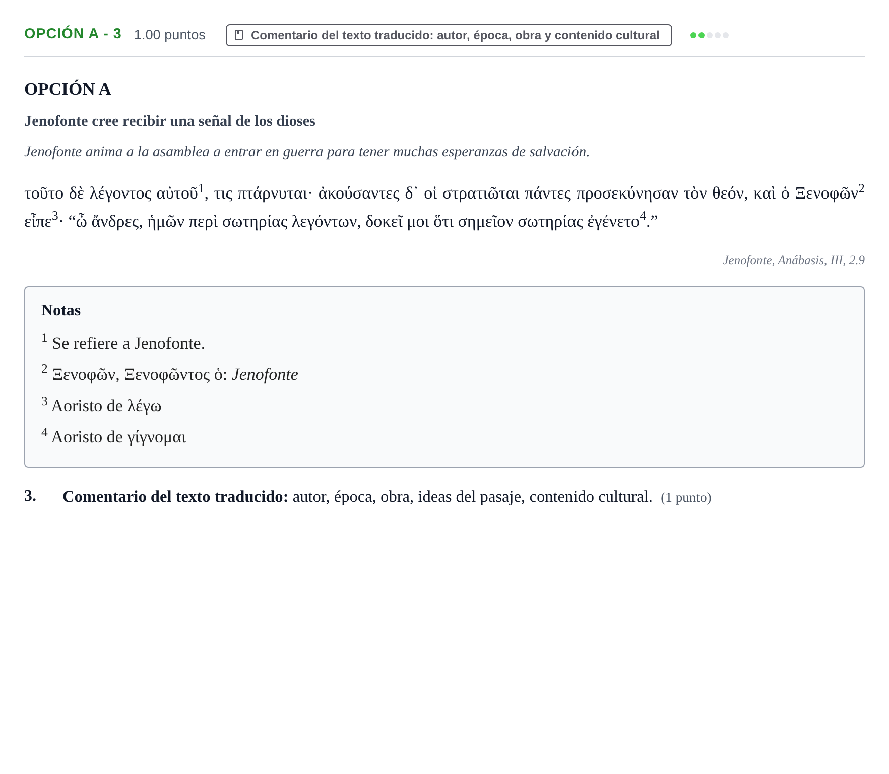 Enunciado: Opción A - 3 · Griego II PAU Navarra Ordinaria 2025