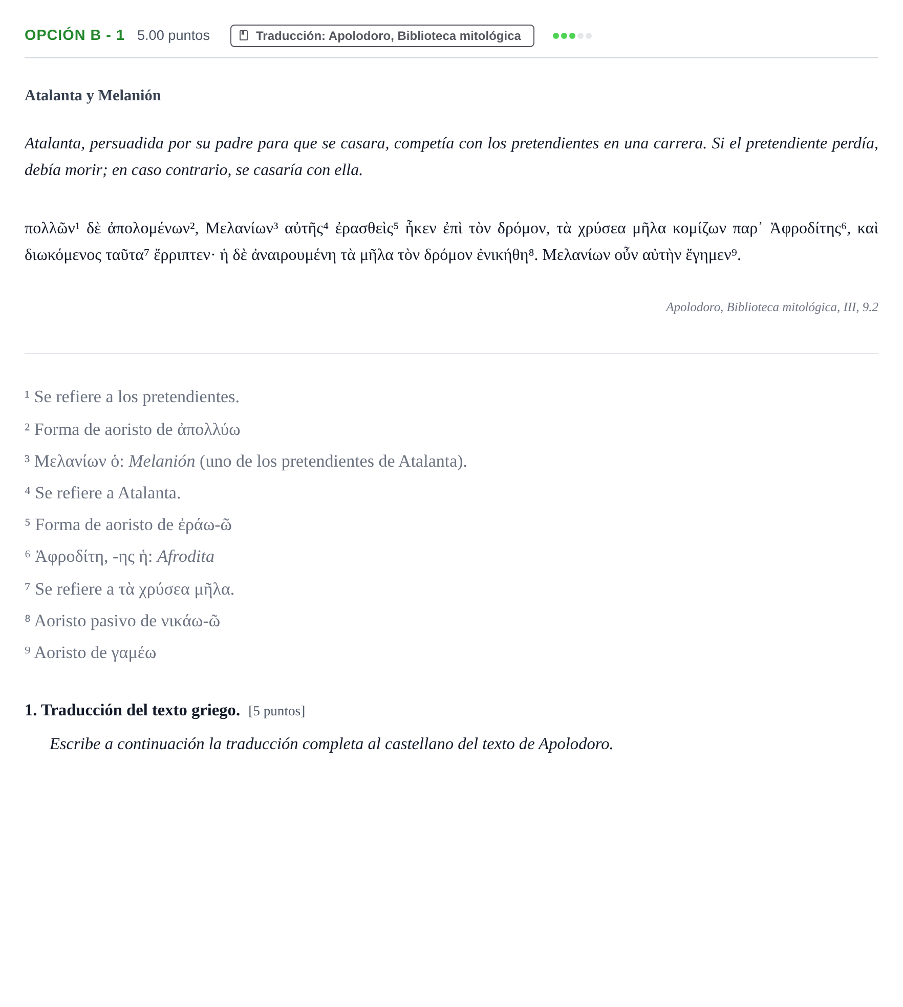 Enunciado: Opción B - 1 · Griego II PAU Navarra Ordinaria 2025