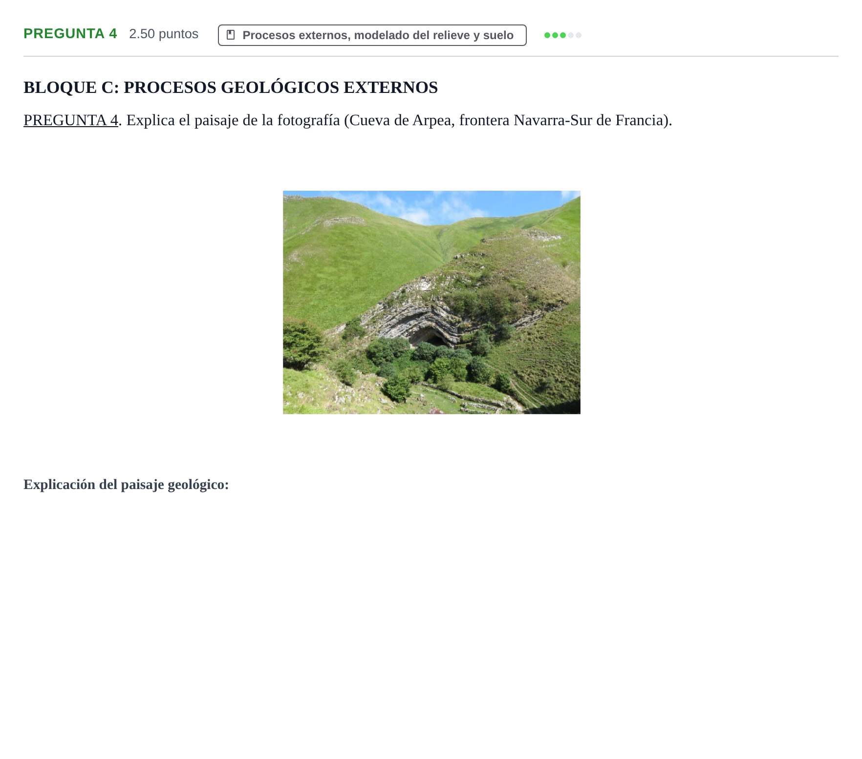 Enunciado: Pregunta 4 · Geología y Ciencias Ambientales PAU Navarra Ordinaria 2025