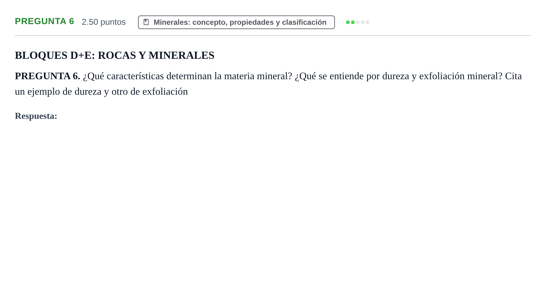 Enunciado: Pregunta 6 · Geología y Ciencias Ambientales PAU Navarra Ordinaria 2025