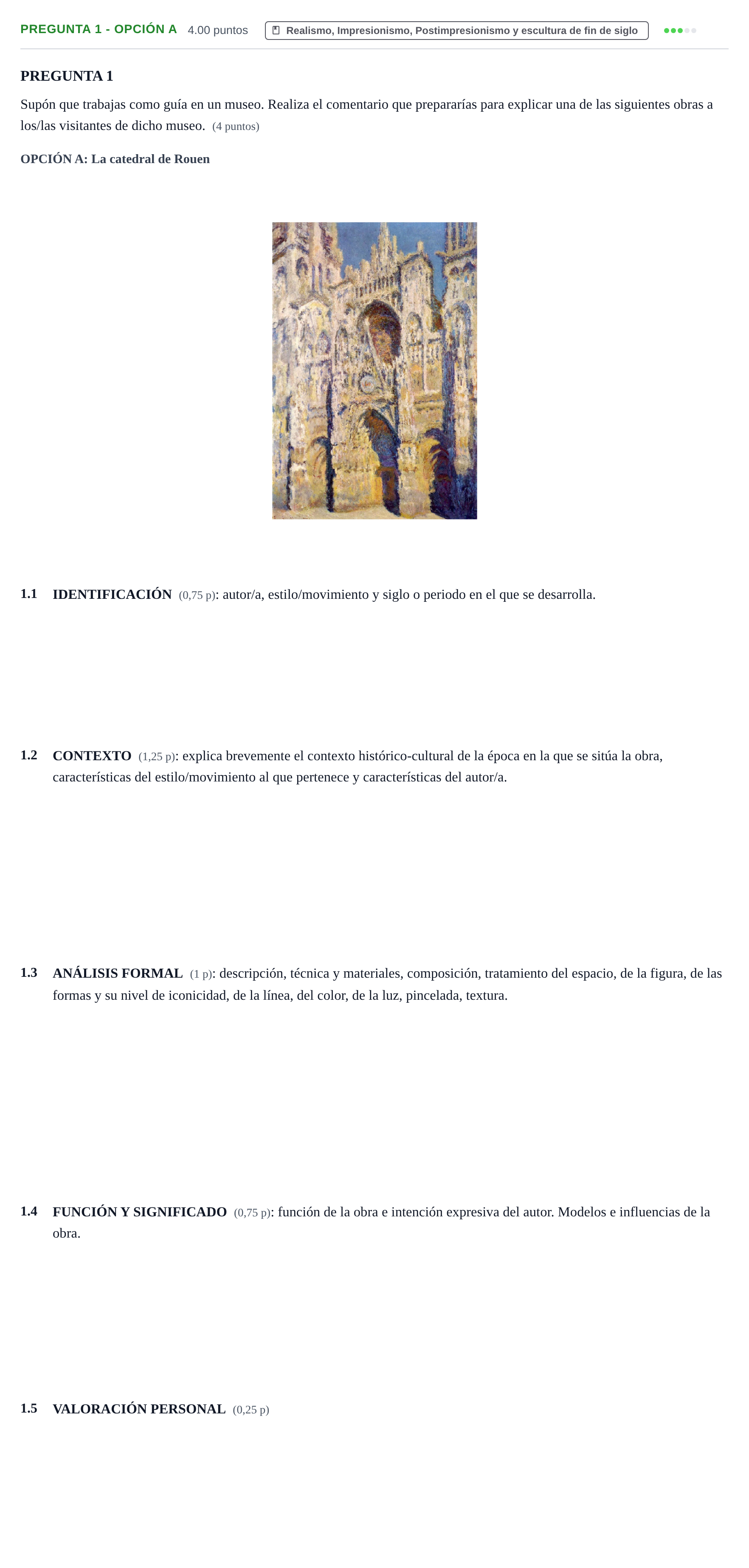 Enunciado: Pregunta 1 - Opción A · Fundamentos Artísticos PAU Navarra Ordinaria 2025