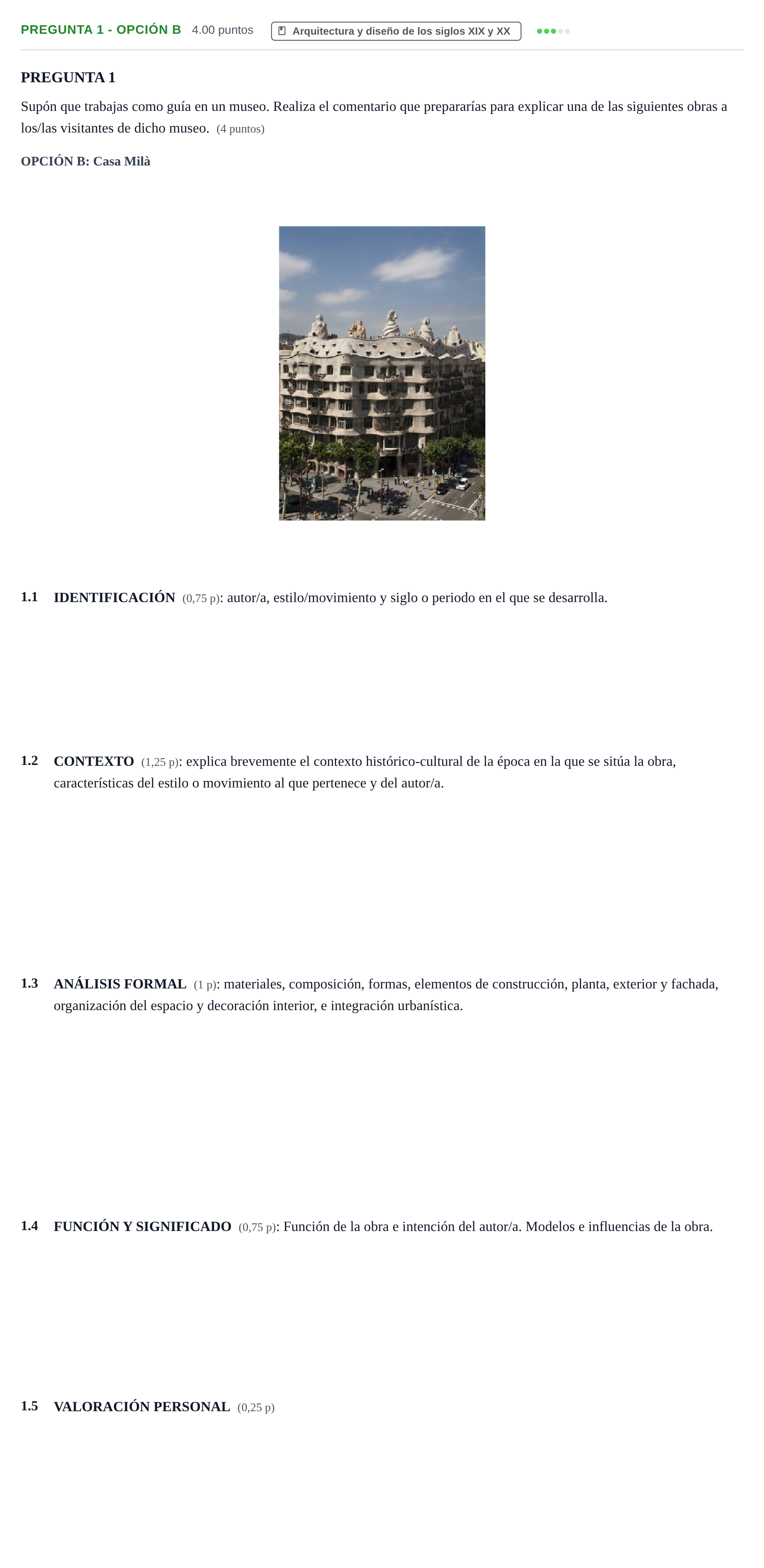 Enunciado: Pregunta 1 - Opción B · Fundamentos Artísticos PAU Navarra Ordinaria 2025
