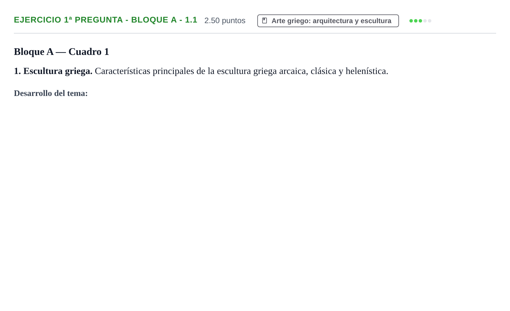 Enunciado: Ejercicio 1ª Pregunta - Bloque A - 1.1 · Historia del Arte PAU Navarra Ordinaria 2025