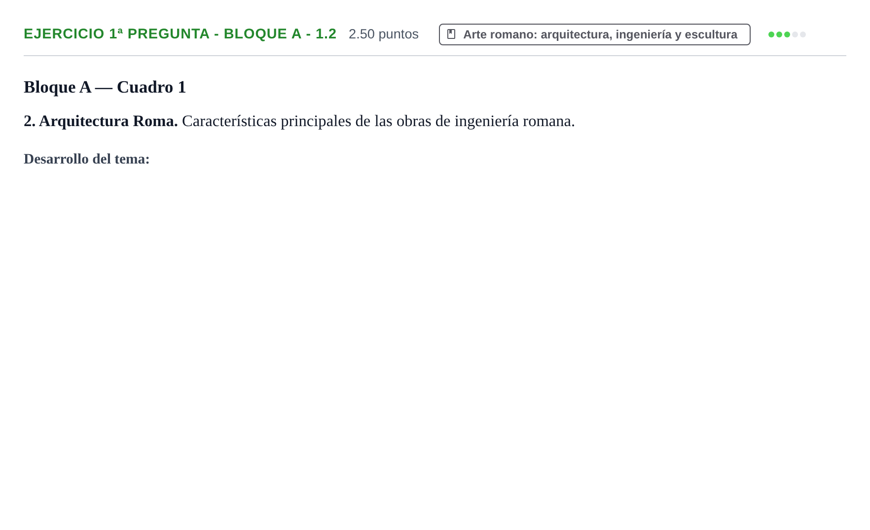 Enunciado: Ejercicio 1ª Pregunta - Bloque A - 1.2 · Historia del Arte PAU Navarra Ordinaria 2025