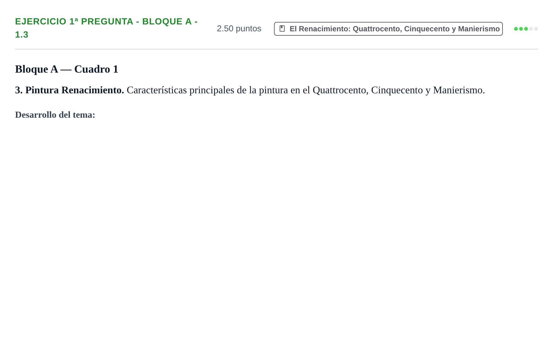 Enunciado: Ejercicio 1ª Pregunta - Bloque A - 1.3 · Historia del Arte PAU Navarra Ordinaria 2025