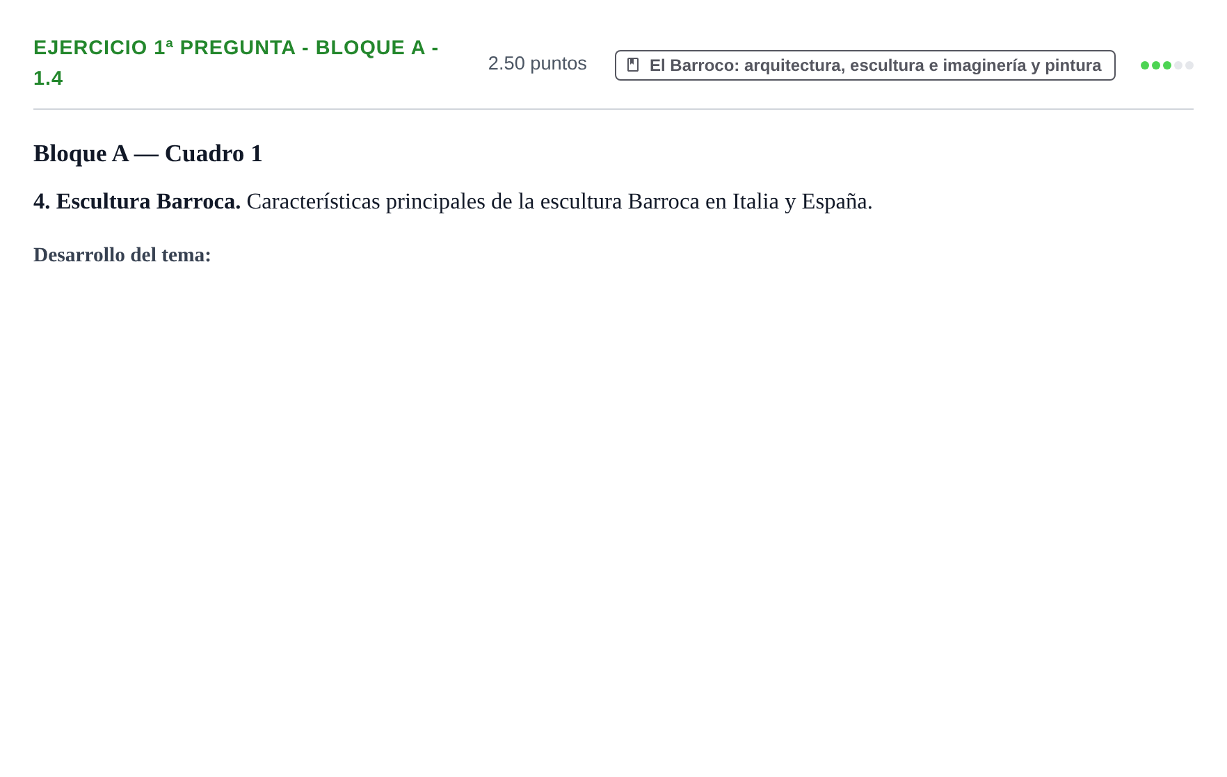 Enunciado: Ejercicio 1ª Pregunta - Bloque A - 1.4 · Historia del Arte PAU Navarra Ordinaria 2025