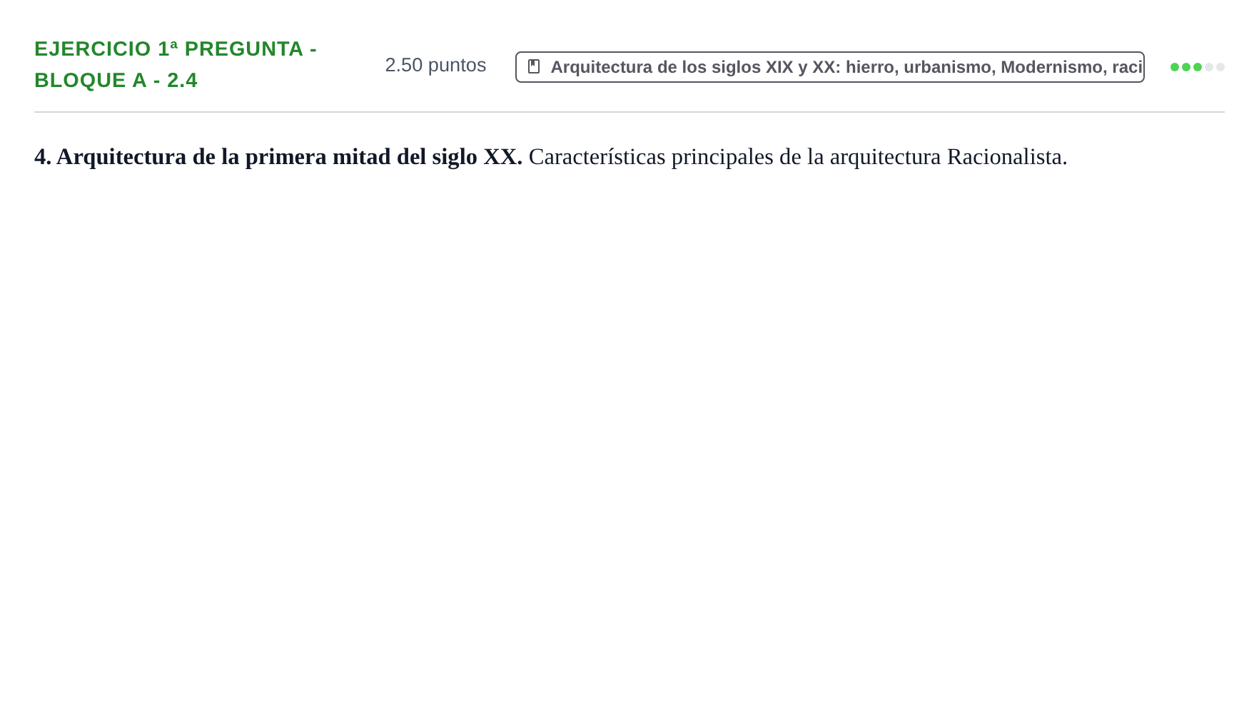 Enunciado: Ejercicio 1ª Pregunta - Bloque A - 2.4 · Historia del Arte PAU Navarra Ordinaria 2025