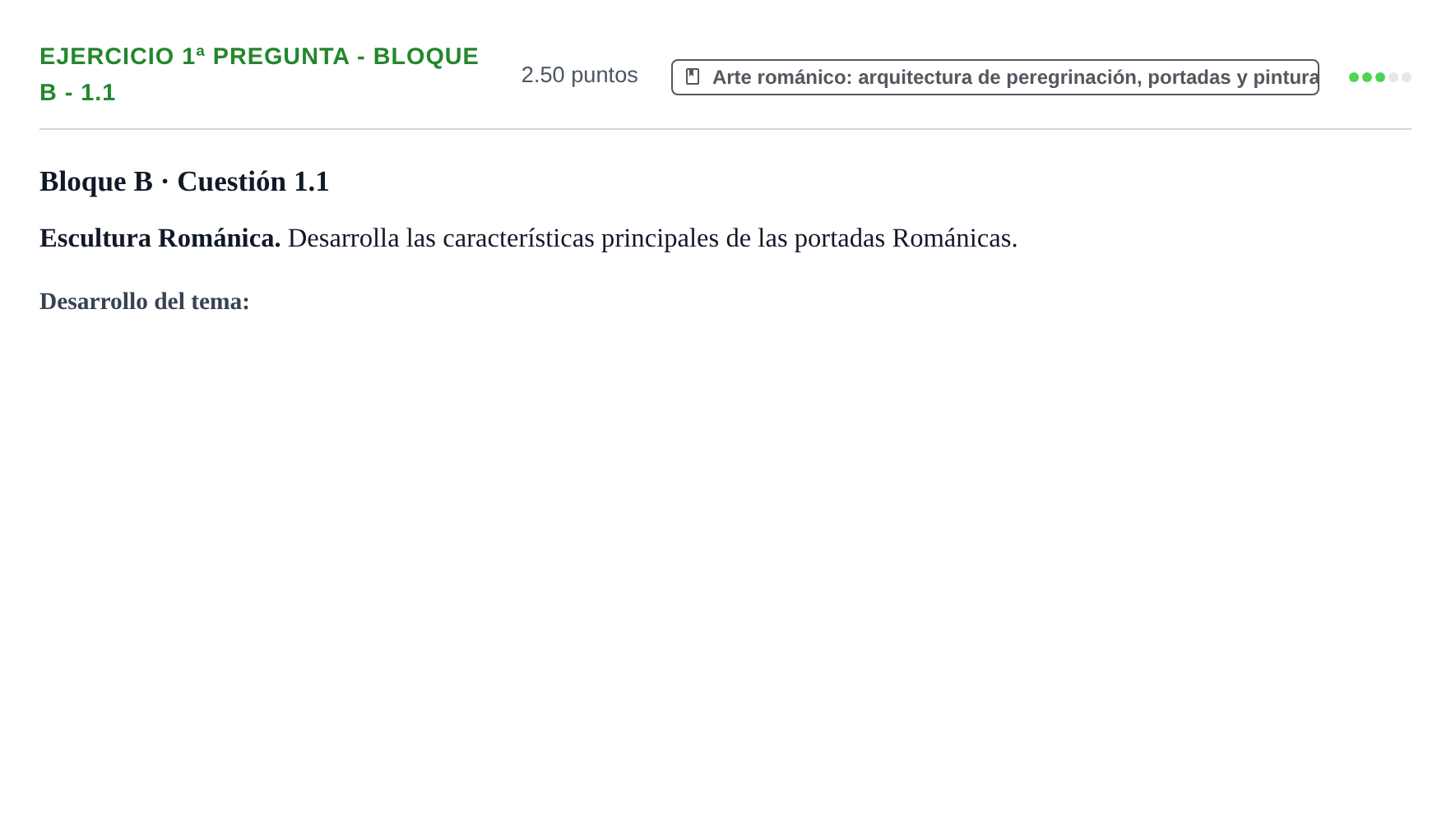 Enunciado: Ejercicio 1ª Pregunta - Bloque B - 1.1 · Historia del Arte PAU Navarra Ordinaria 2025