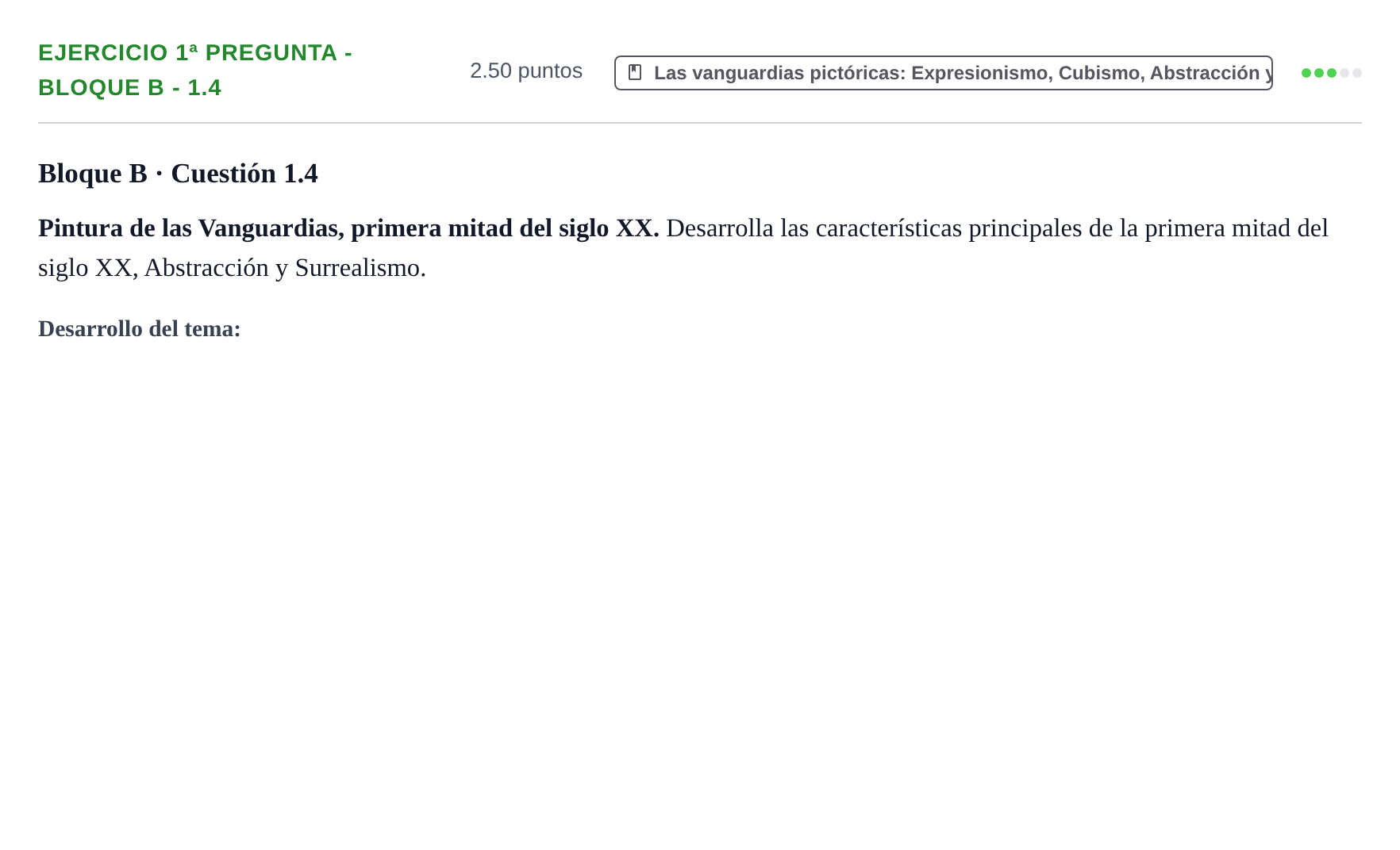 Enunciado: Ejercicio 1ª Pregunta - Bloque B - 1.4 · Historia del Arte PAU Navarra Ordinaria 2025