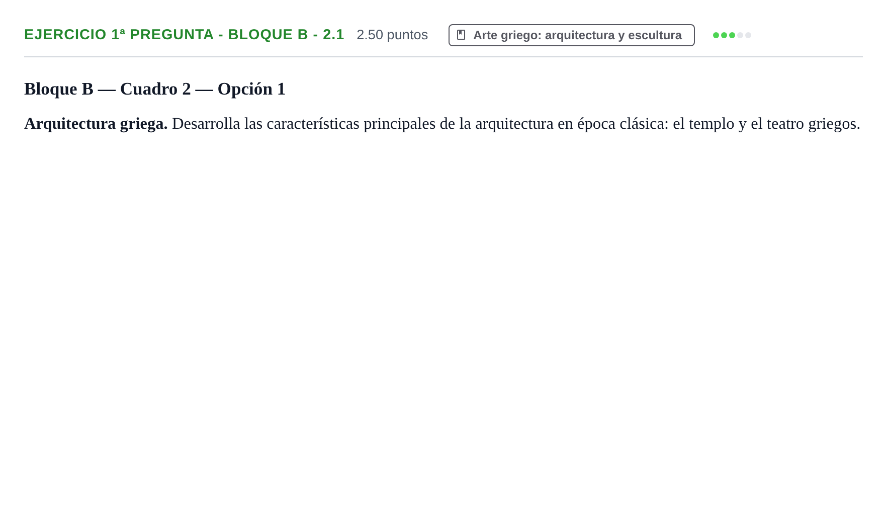 Enunciado: Ejercicio 1ª Pregunta - Bloque B - 2.1 · Historia del Arte PAU Navarra Ordinaria 2025
