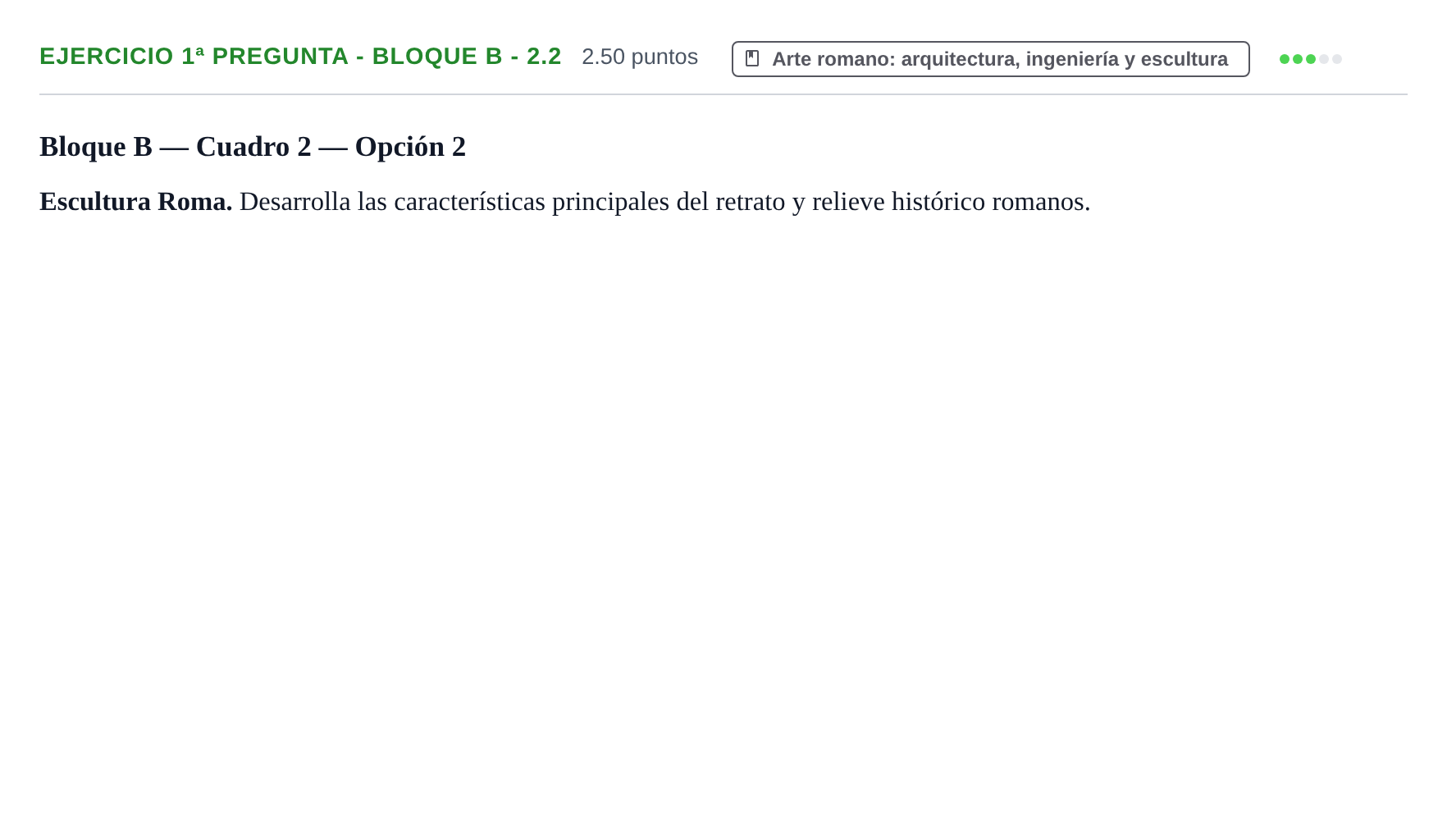 Enunciado: Ejercicio 1ª Pregunta - Bloque B - 2.2 · Historia del Arte PAU Navarra Ordinaria 2025