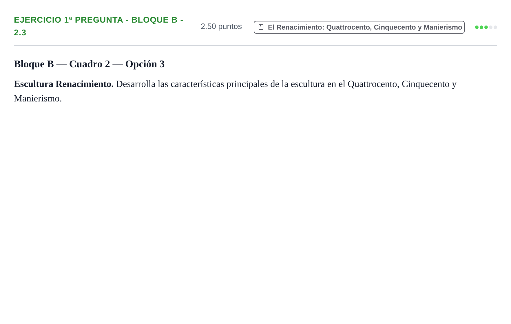 Enunciado: Ejercicio 1ª Pregunta - Bloque B - 2.3 · Historia del Arte PAU Navarra Ordinaria 2025