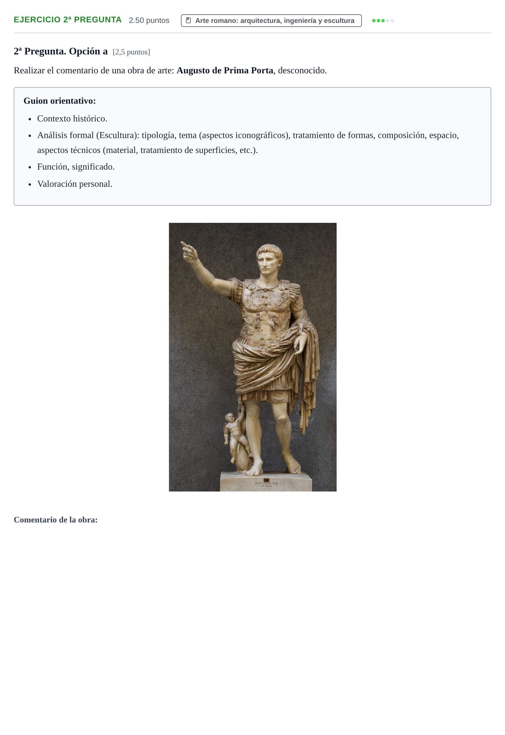 Enunciado: Ejercicio 2ª Pregunta - a · Historia del Arte PAU Navarra Ordinaria 2025