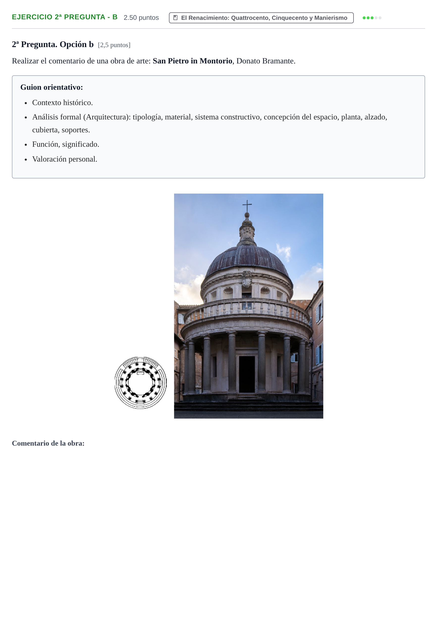 Enunciado: Ejercicio 2ª Pregunta - b · Historia del Arte PAU Navarra Ordinaria 2025