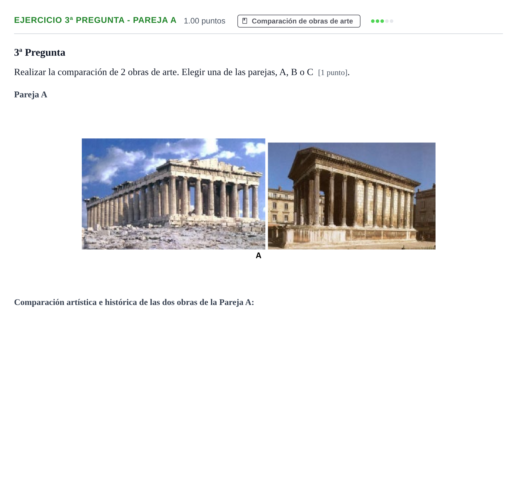 Enunciado: Ejercicio 3ª Pregunta - Pareja A · Historia del Arte PAU Navarra Ordinaria 2025