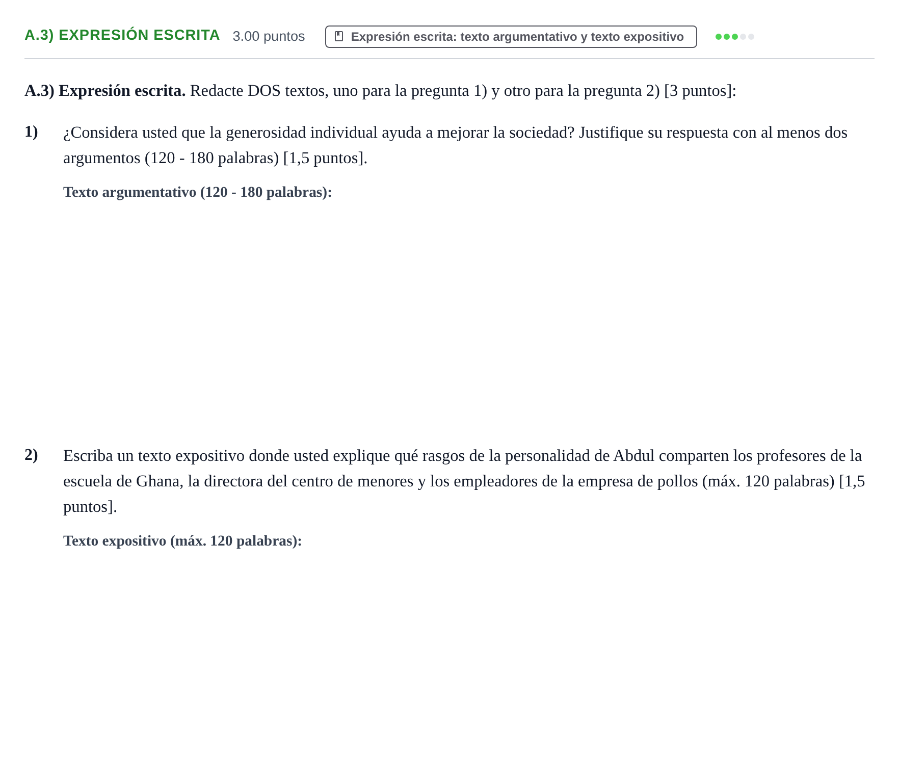 Enunciado: Ejercicio A.3) Expresión escrita · Lengua Castellana y Literatura II PAU Navarra Ordinaria 2025