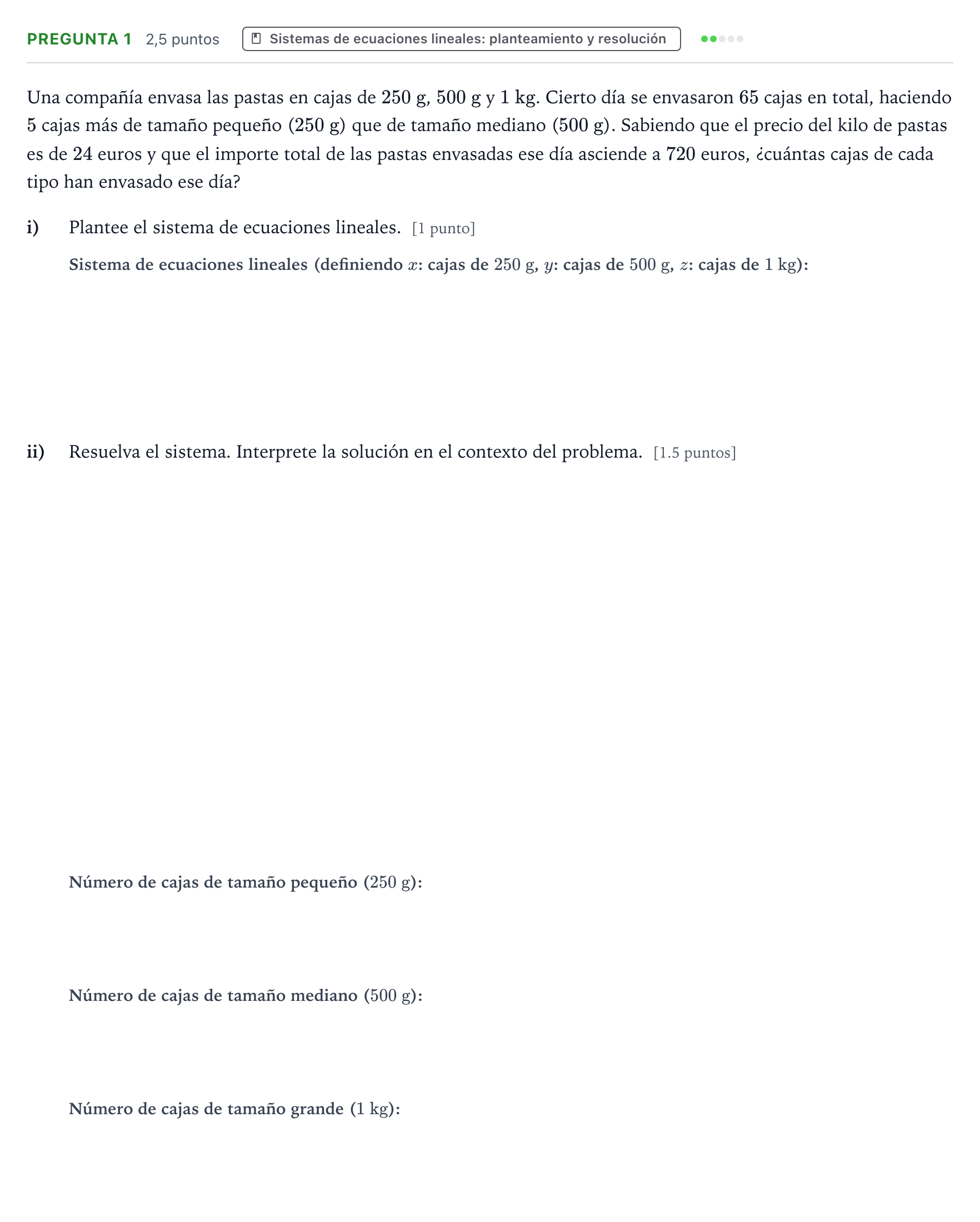 Enunciado: Pregunta 1 · Matemáticas aplicadas a las Ciencias Sociales II PAU Navarra Ordinaria 2025