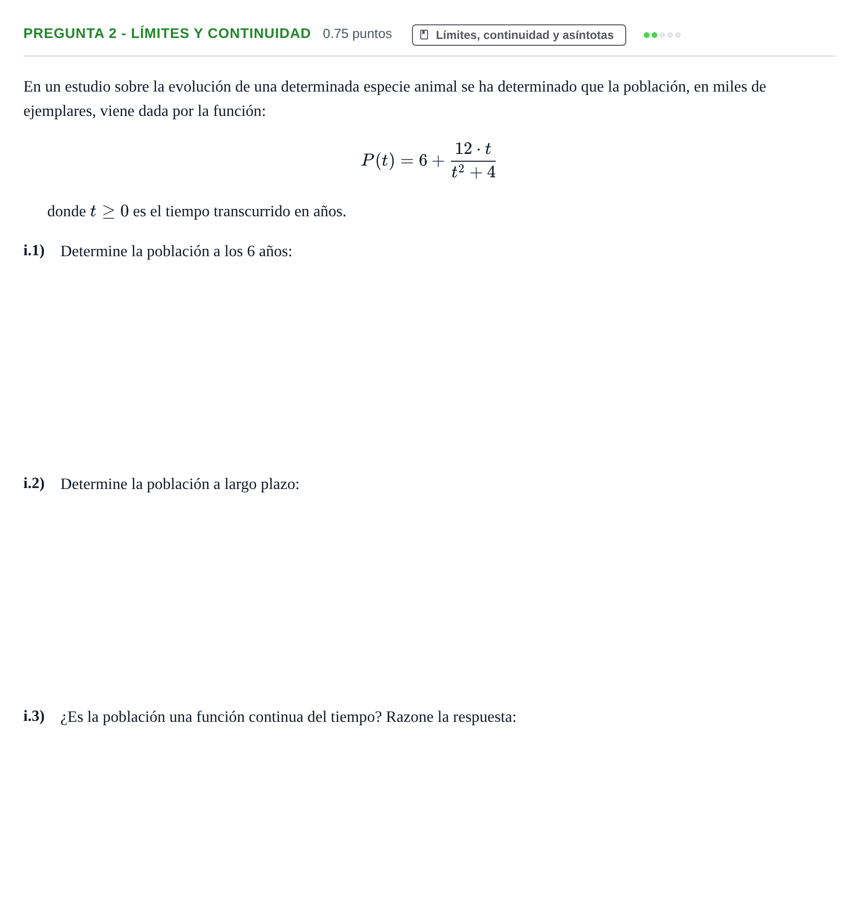 Enunciado: Pregunta 2 - Límites y continuidad · Matemáticas aplicadas a las Ciencias Sociales II PAU Navarra Ordinaria 2025