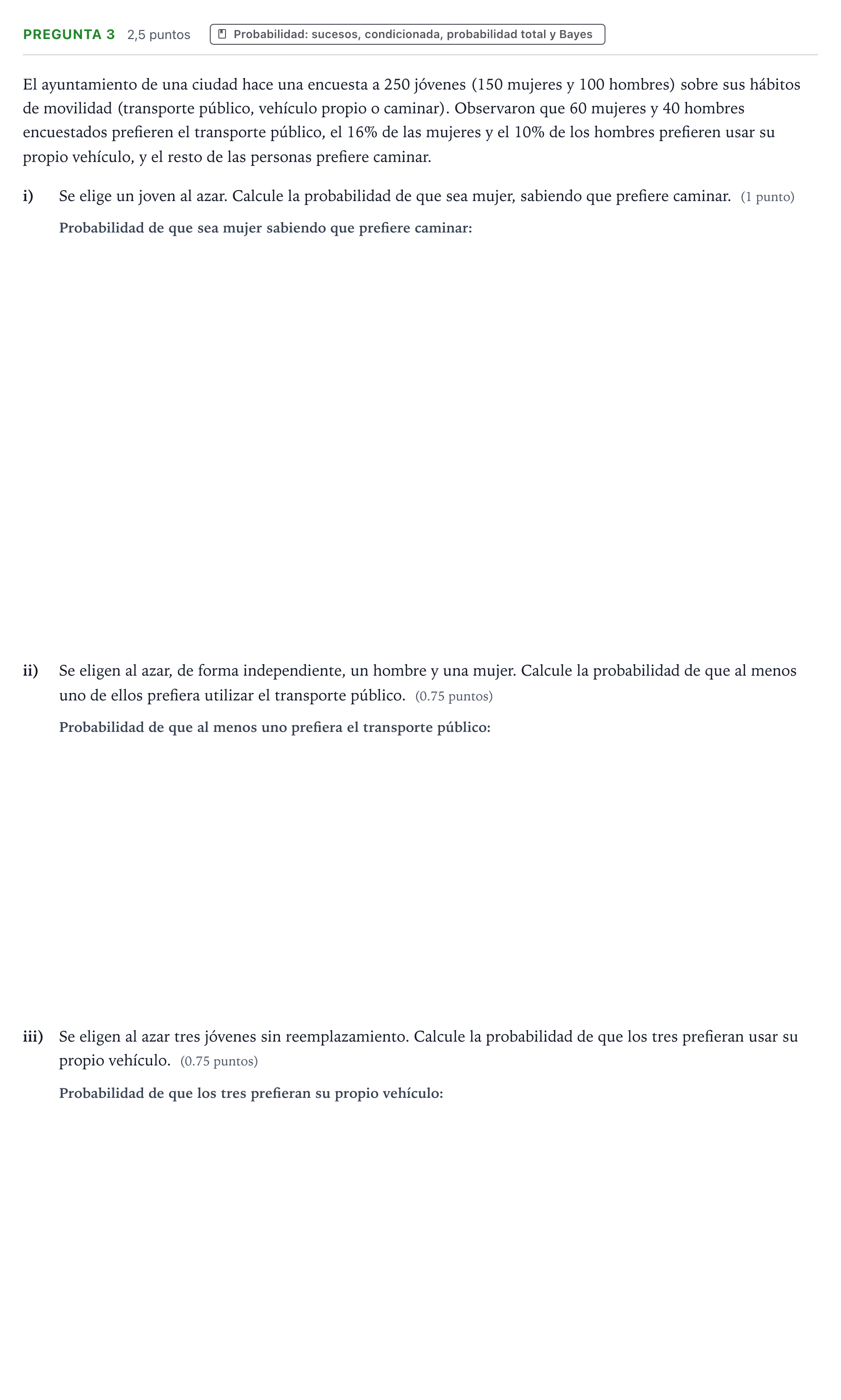 Enunciado: Pregunta 3 · Matemáticas aplicadas a las Ciencias Sociales II PAU Navarra Ordinaria 2025