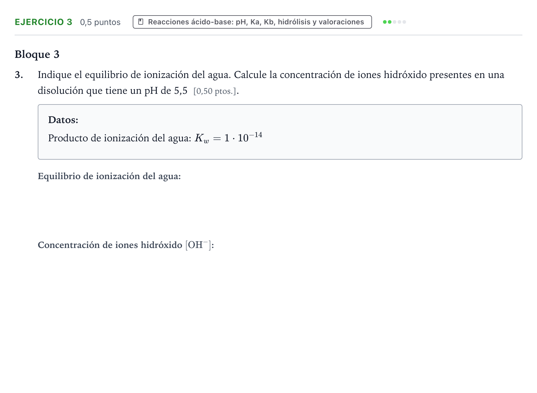 Enunciado: Problema 3 · Química PAU Navarra Ordinaria 2025