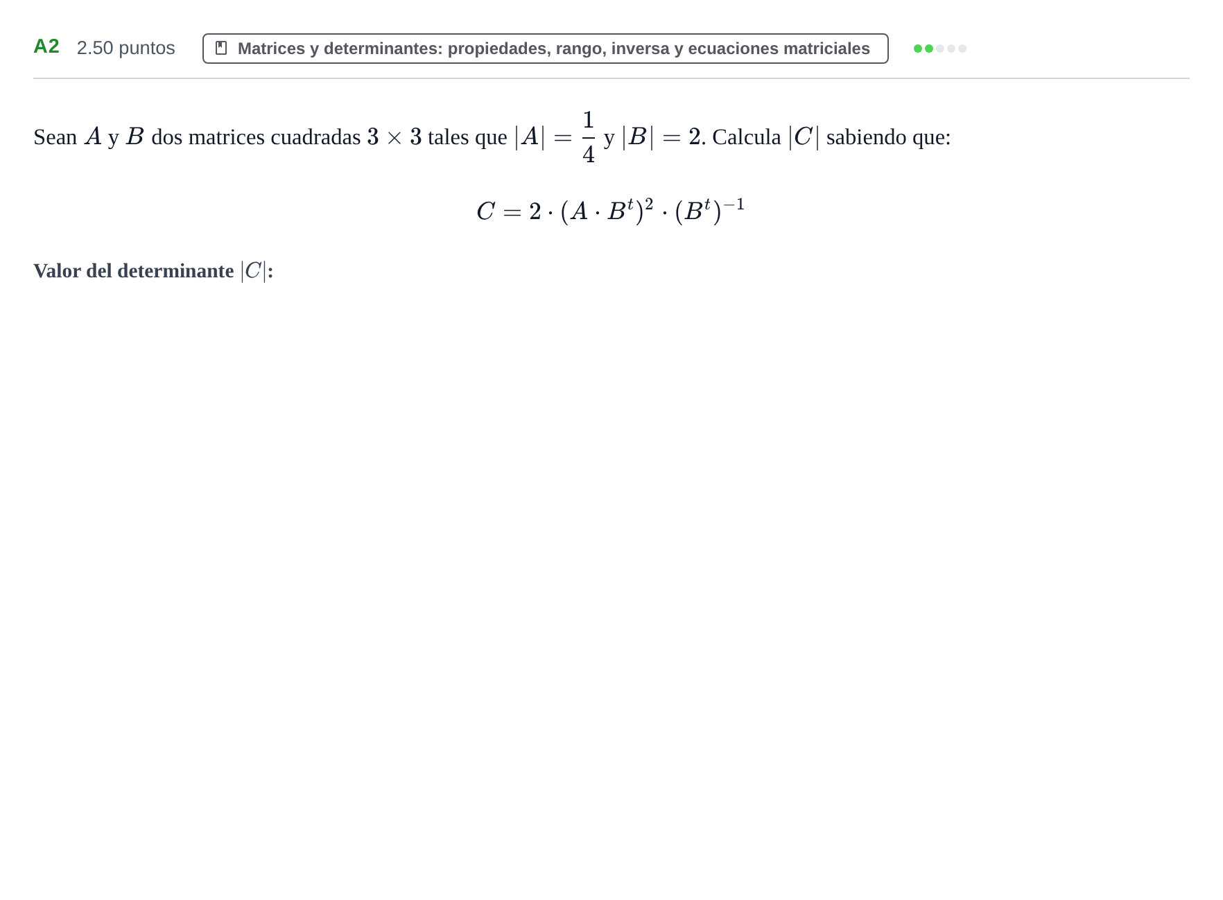 Enunciado: Ejercicio A2 · Matemáticas II PAU Navarra Ordinaria 2025