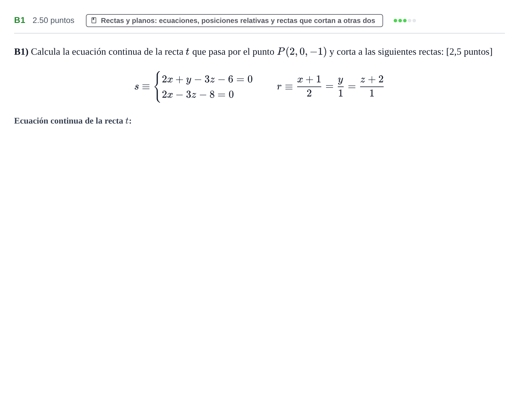 Enunciado: Ejercicio B1 · Matemáticas II PAU Navarra Ordinaria 2025