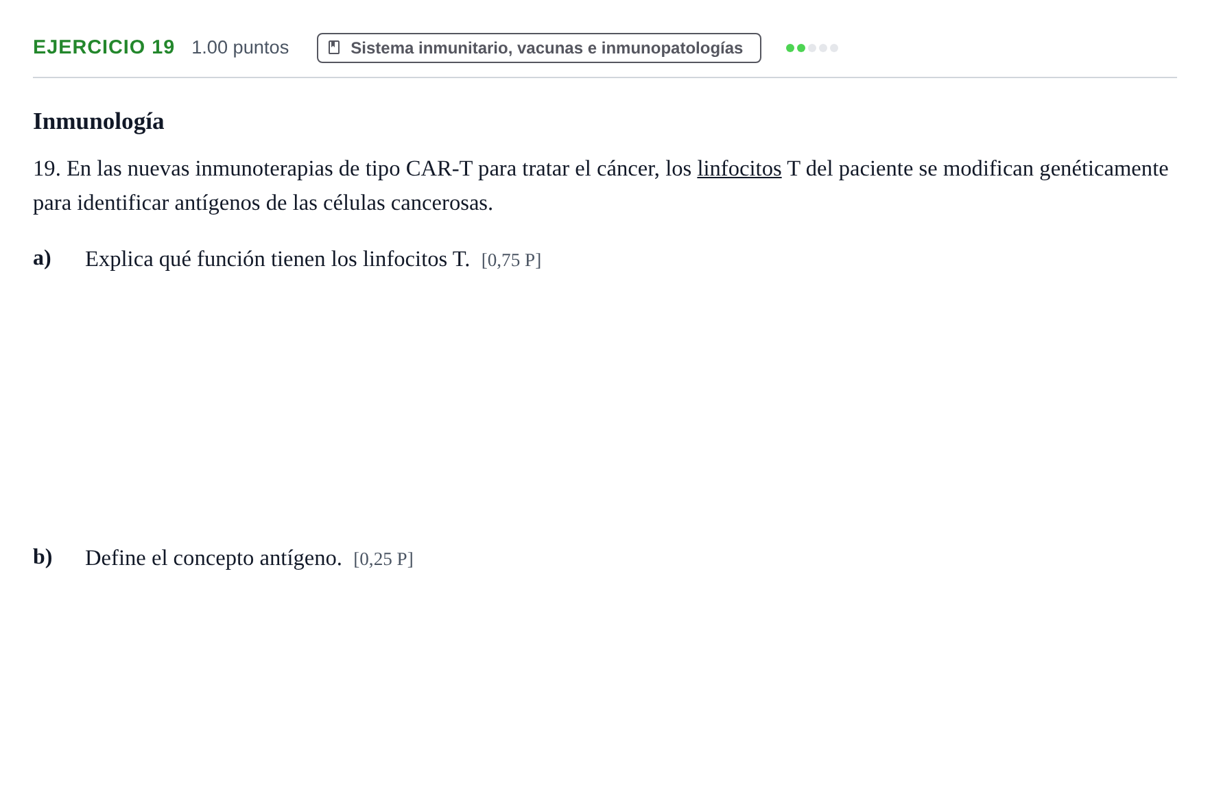 Enunciado: Problema 19 · Biología PAU Navarra Extraordinaria 2025