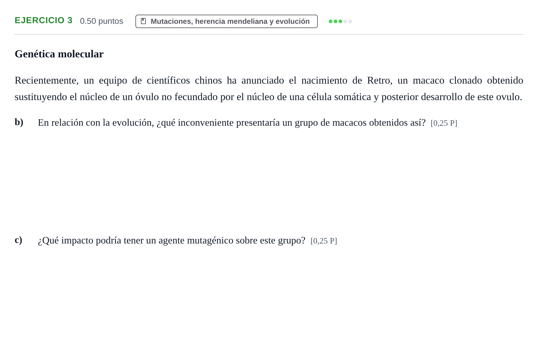Enunciado: Ejercicio 3 - Mutaciones, herencia mendeliana y evolución · Biología PAU Navarra Extraordinaria 2025