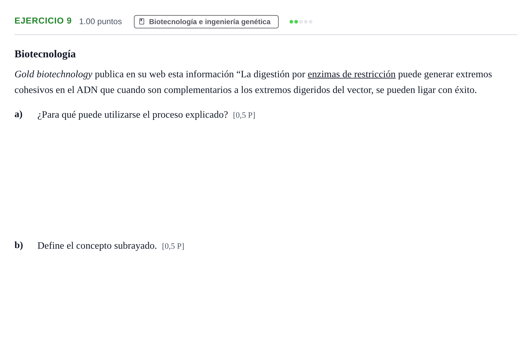 Enunciado: Problema 9 · Biología PAU Navarra Extraordinaria 2025
