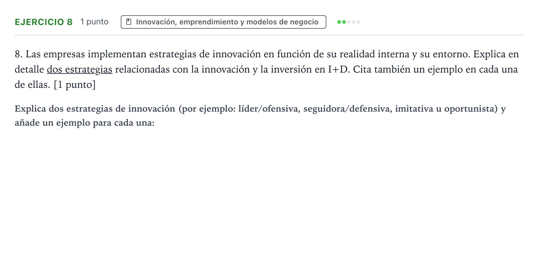 Enunciado: Problema 8 · Empresa y Diseño de Modelos de Negocio PAU Navarra Extraordinaria 2025