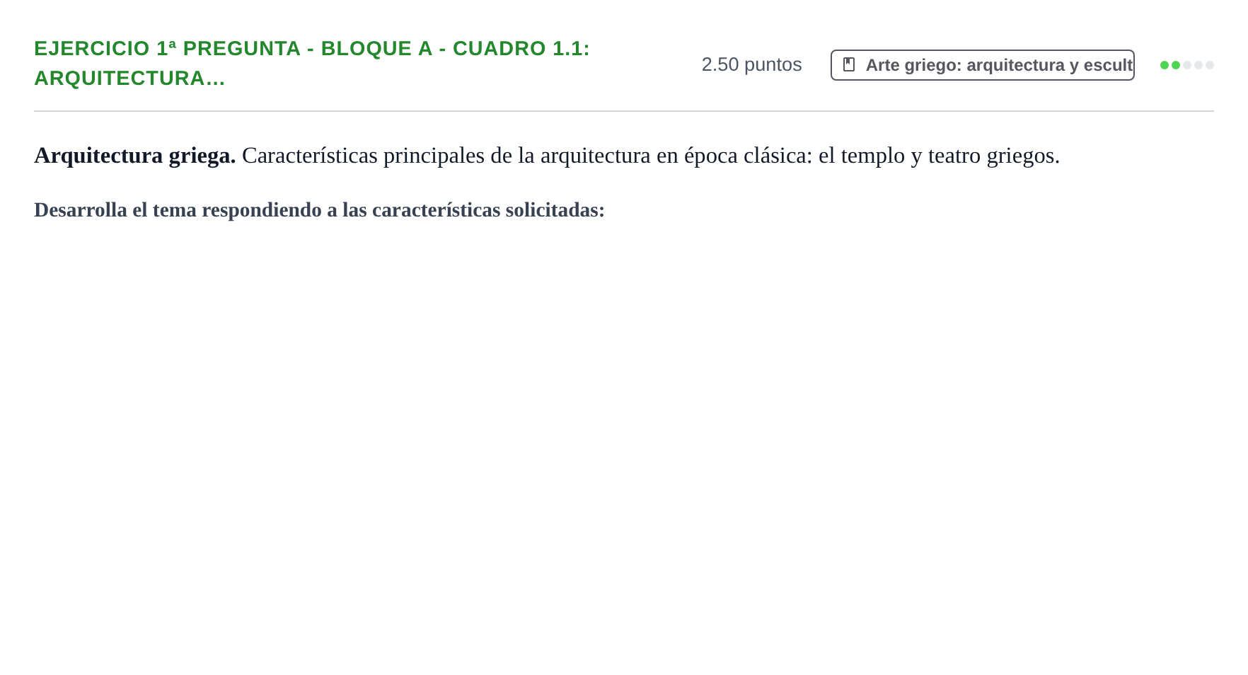 Enunciado: Ejercicio 1ª Pregunta - Bloque A - Cuadro 1.1: Arquitectura… · Historia del Arte PAU Navarra Extraordinaria 2025