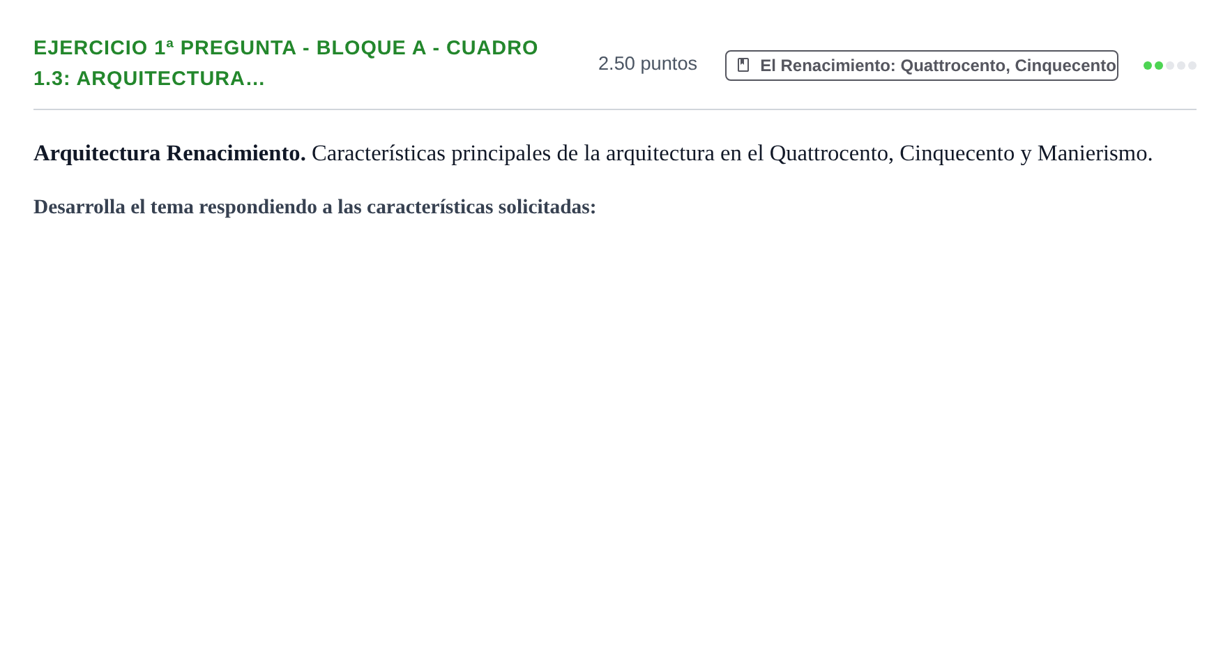 Enunciado: Ejercicio 1ª Pregunta - Bloque A - Cuadro 1.3: Arquitectura… · Historia del Arte PAU Navarra Extraordinaria 2025