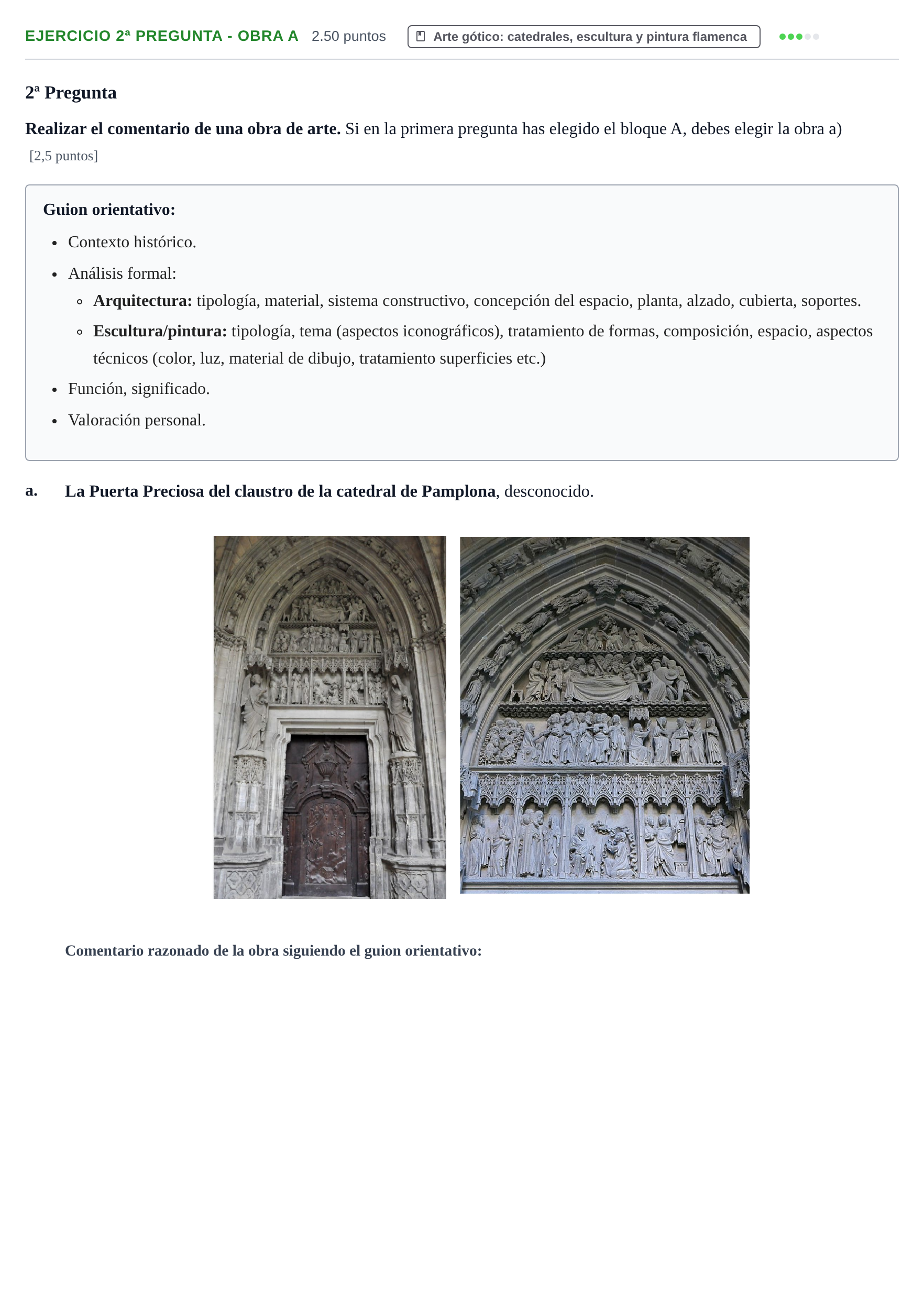 Enunciado: Ejercicio 2ª Pregunta - Obra a · Historia del Arte PAU Navarra Extraordinaria 2025