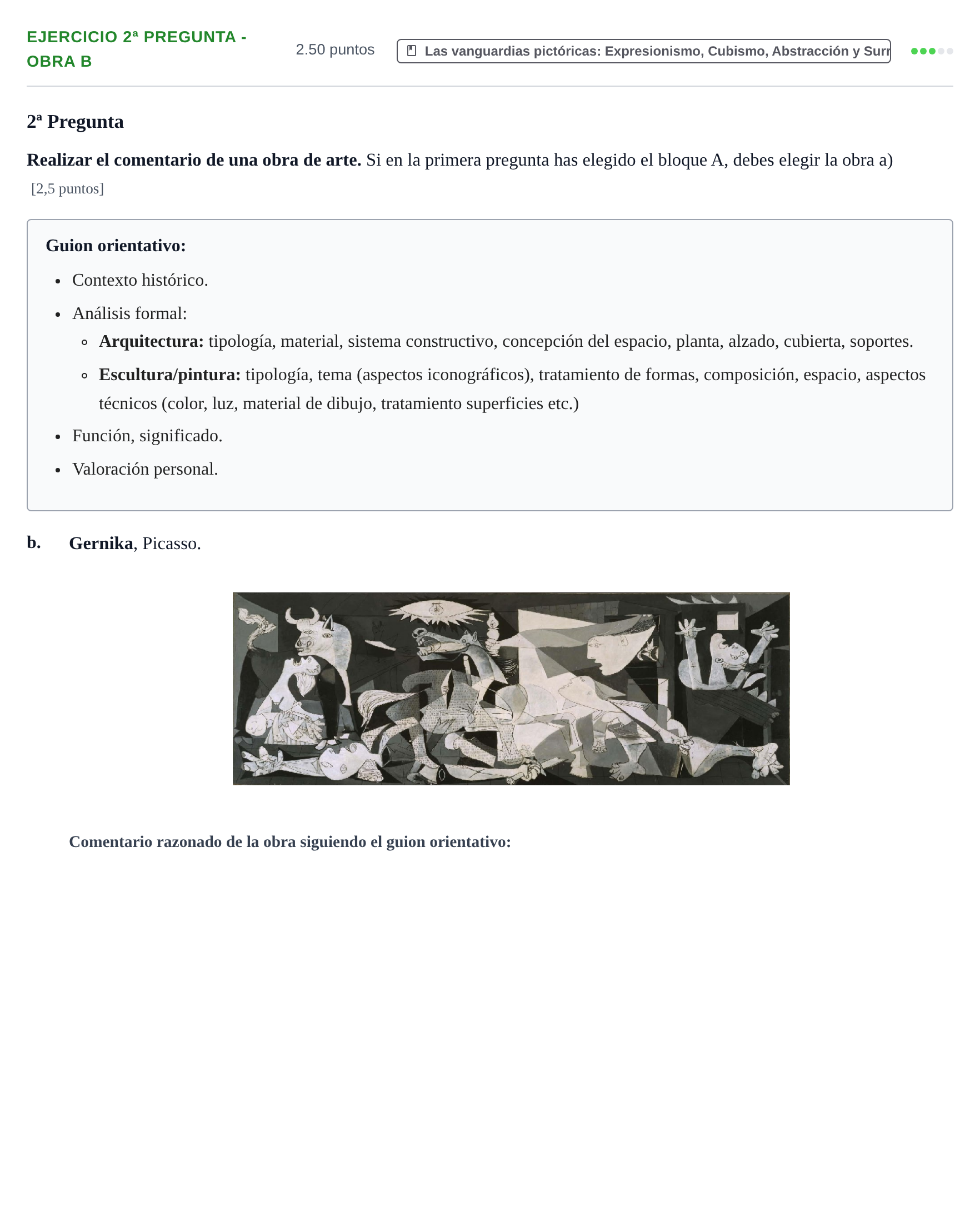 Enunciado: Ejercicio 2ª Pregunta - Obra b · Historia del Arte PAU Navarra Extraordinaria 2025