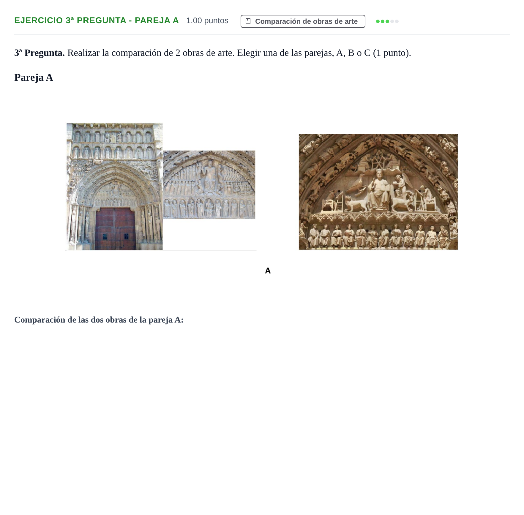 Enunciado: Ejercicio 3ª Pregunta - Pareja A · Historia del Arte PAU Navarra Extraordinaria 2025