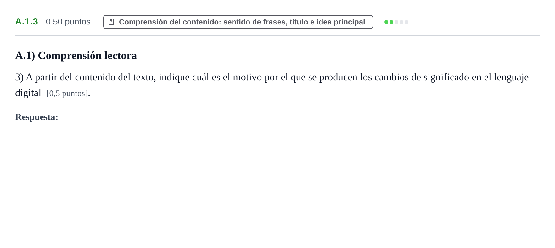 Enunciado: Ejercicio A.1.3 · Lengua Castellana y Literatura II PAU Navarra Extraordinaria 2025