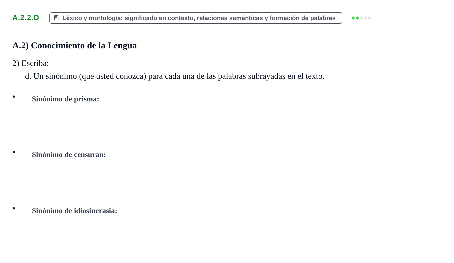 Enunciado: Ejercicio A.2.2.d · Lengua Castellana y Literatura II PAU Navarra Extraordinaria 2025