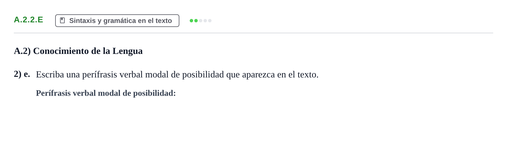 Enunciado: Ejercicio A.2.2.e · Lengua Castellana y Literatura II PAU Navarra Extraordinaria 2025