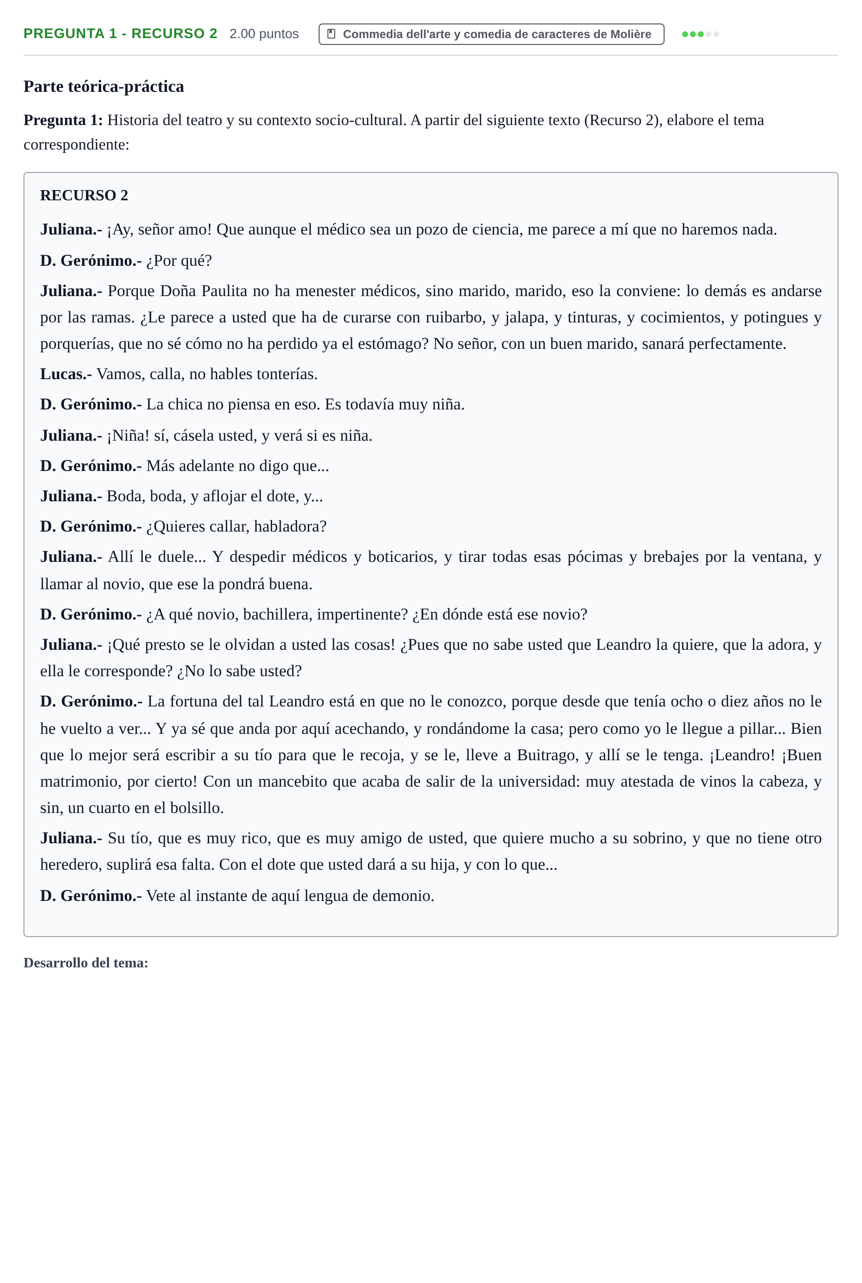 Enunciado: Pregunta 1 - Recurso 2 · Artes Escénicas PAU Navarra Extraordinaria 2025