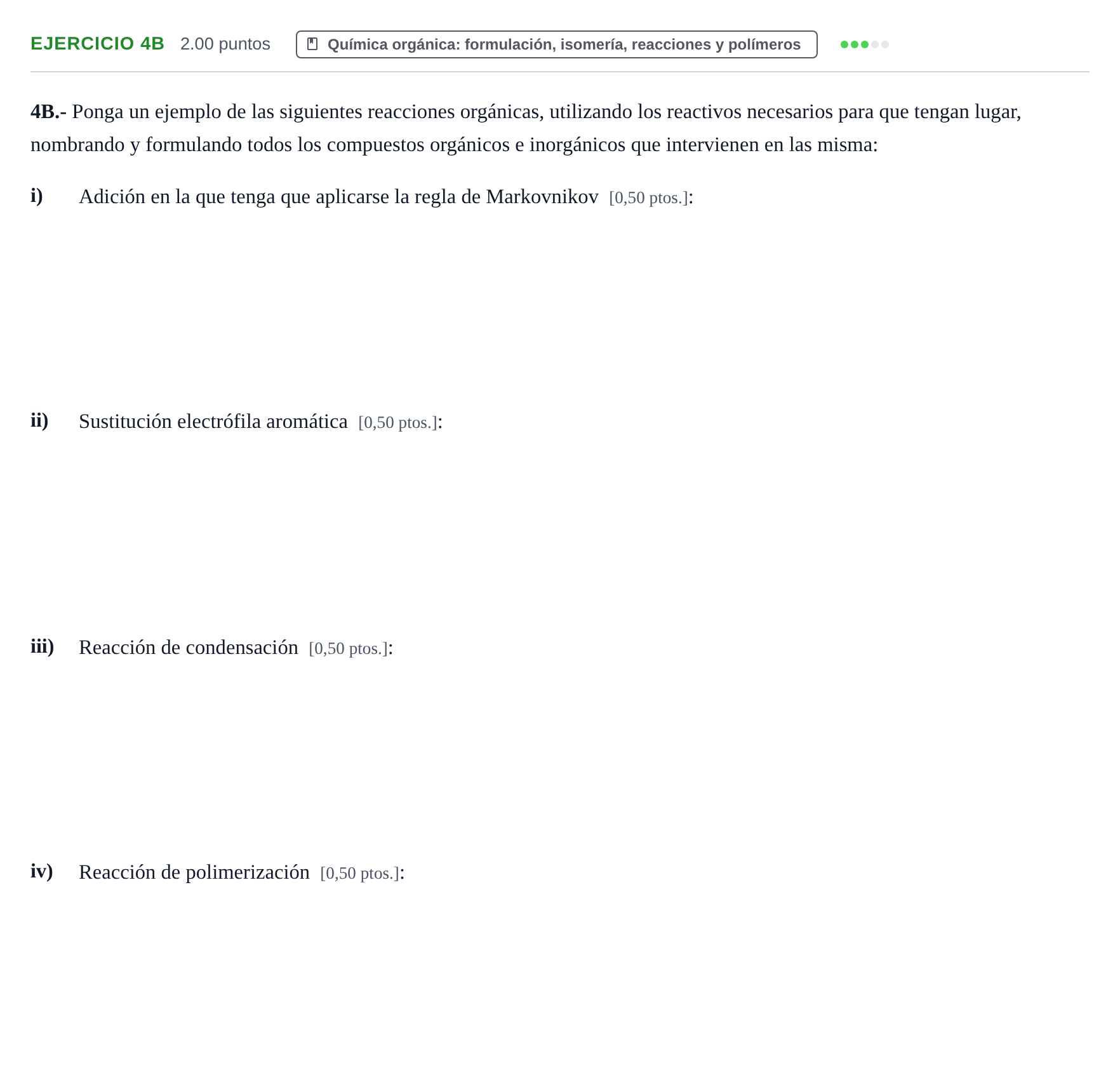 Enunciado: Ejercicio 4B · Química PAU Navarra Extraordinaria 2025