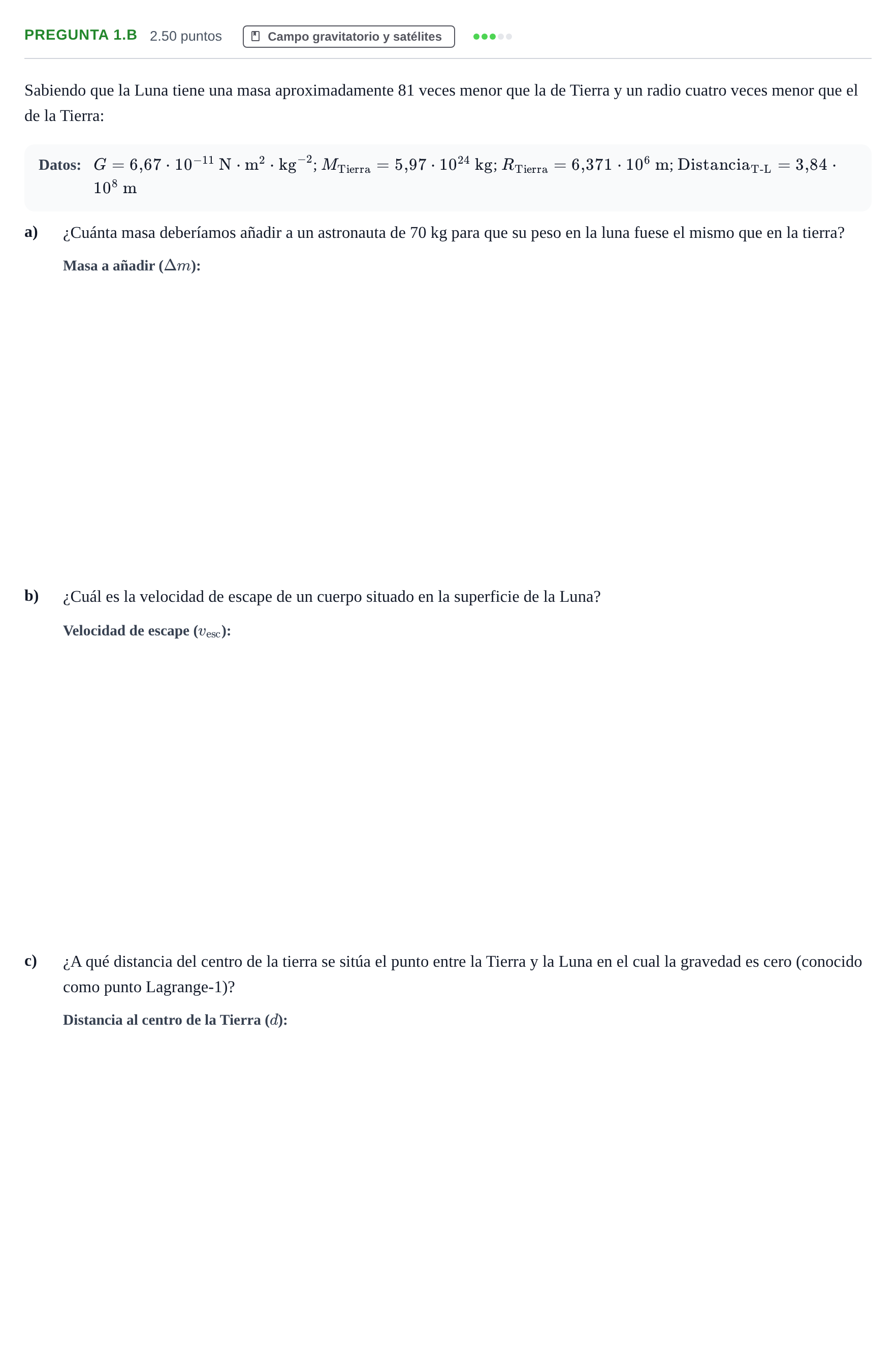 Enunciado: Pregunta 1.B · Física PAU Navarra Extraordinaria 2025