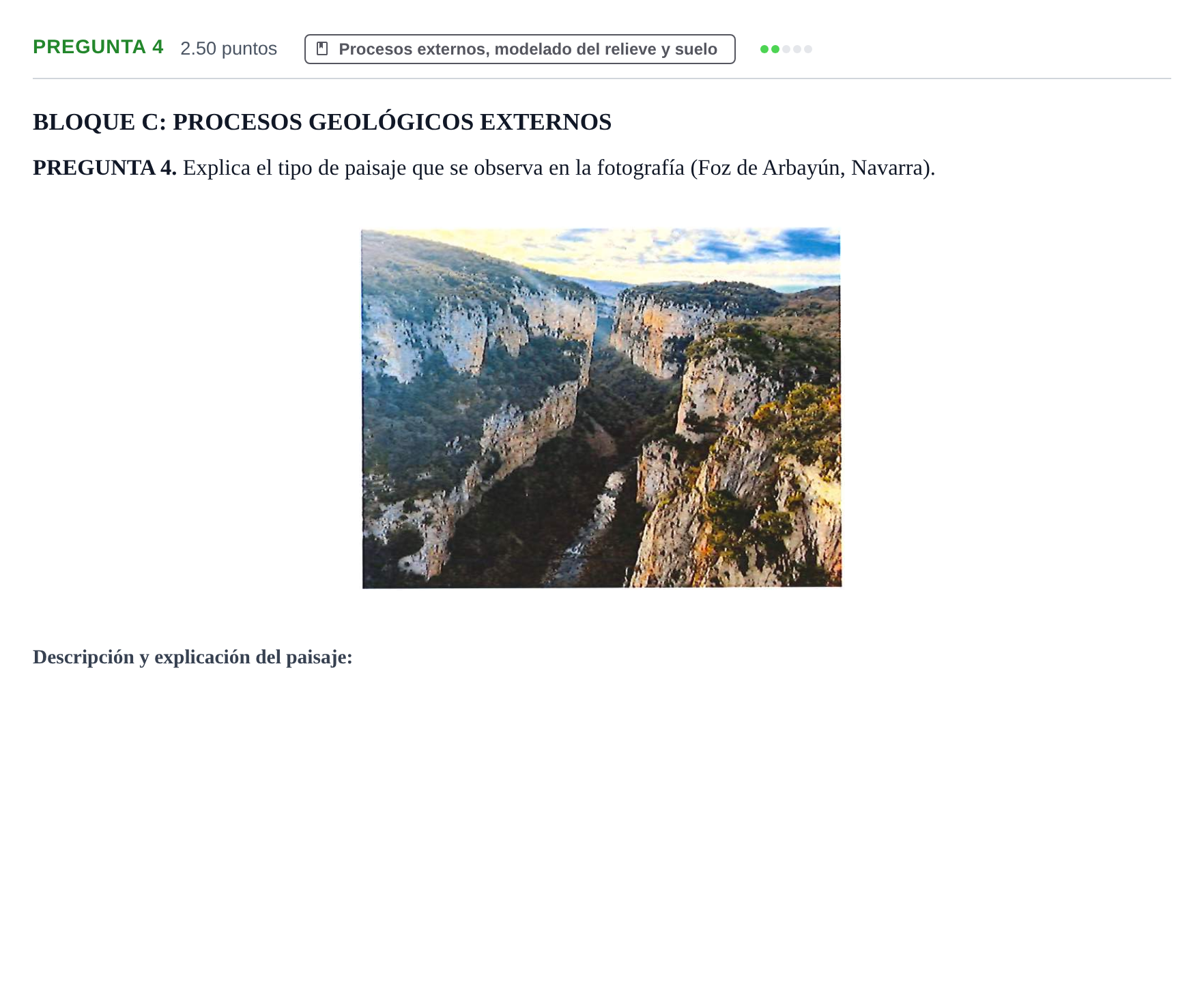 Enunciado: Pregunta 4 · Geología y Ciencias Ambientales PAU Navarra Extraordinaria 2025