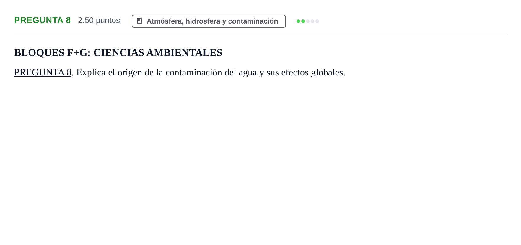 Enunciado: Pregunta 8 · Geología y Ciencias Ambientales PAU Navarra Extraordinaria 2025