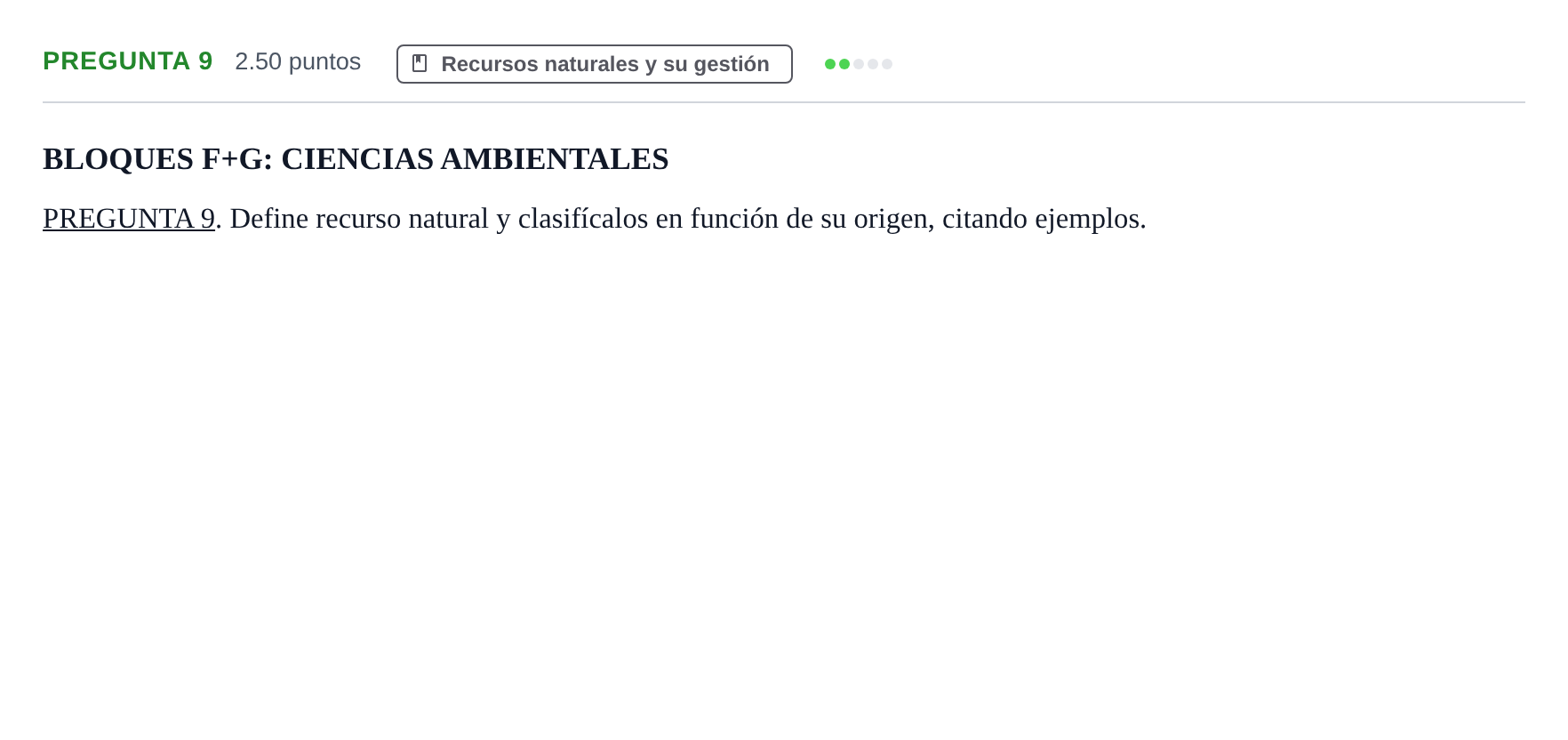 Enunciado: Pregunta 9 · Geología y Ciencias Ambientales PAU Navarra Extraordinaria 2025