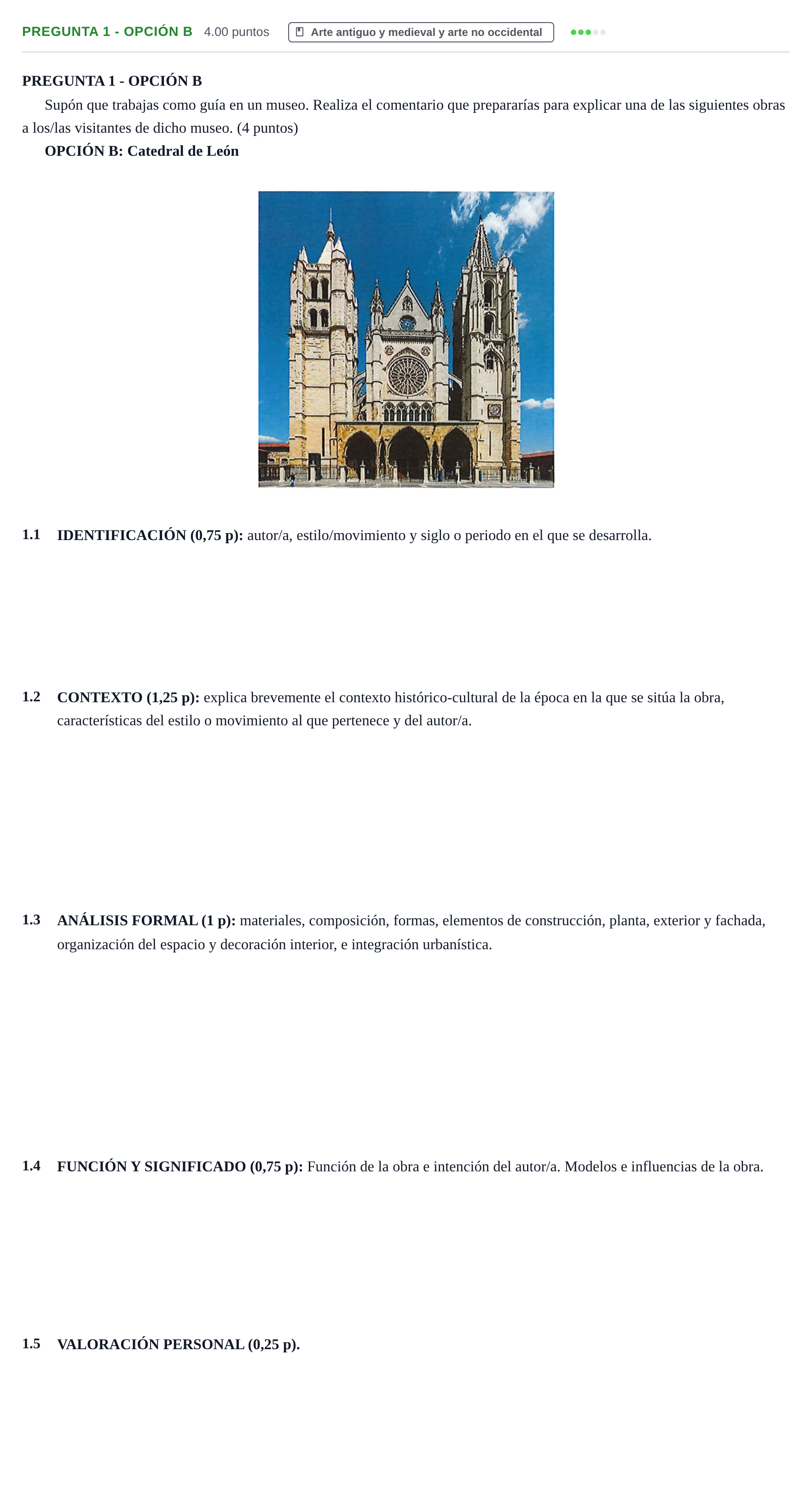 Enunciado: Pregunta 1 - Opción B · Fundamentos Artísticos PAU Navarra Extraordinaria 2025